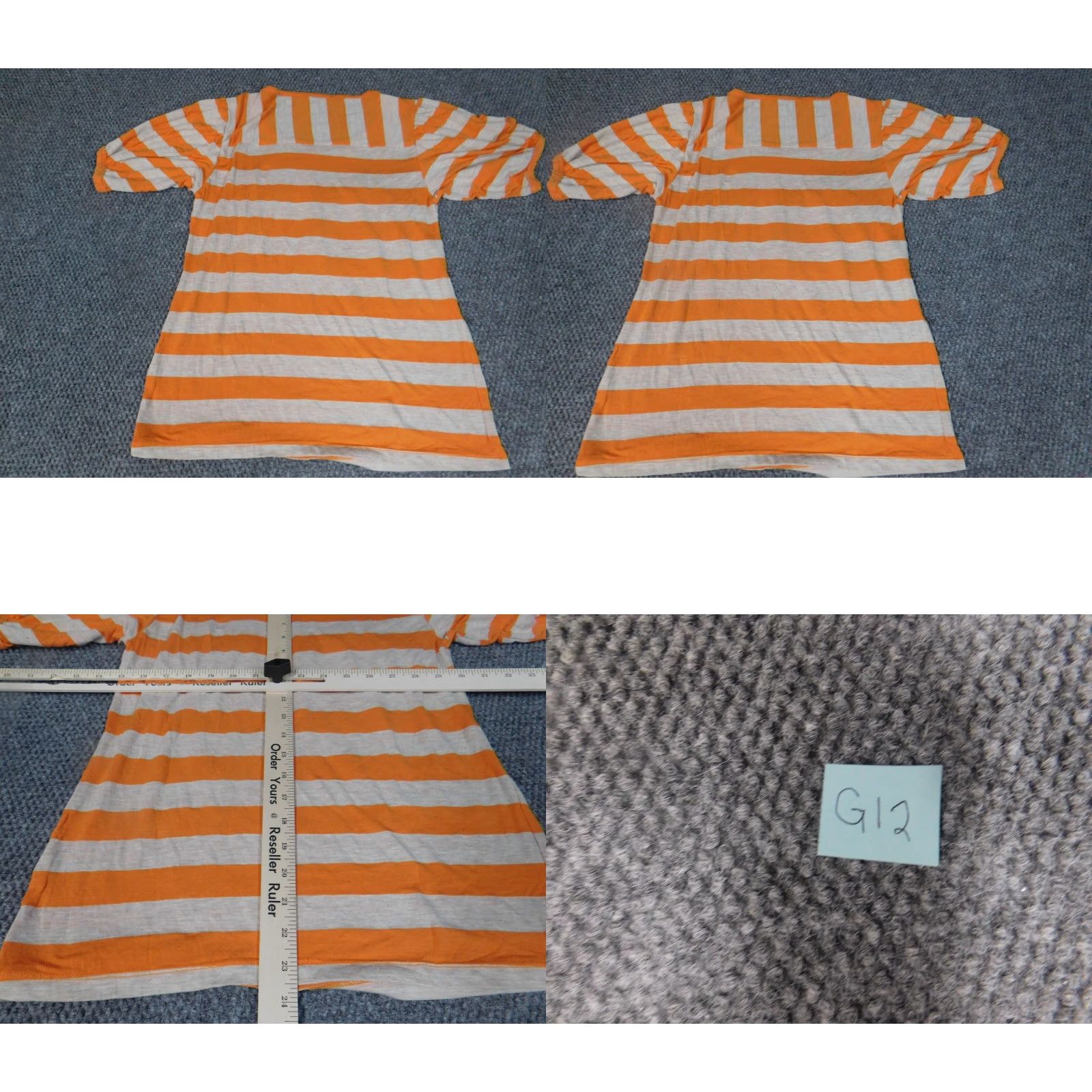 Vintage Ella Moss Womens Blouse XS Orange Striped Stretch Crew Neck Short Sleeve Casual Button Pullover 90s? (Note: 90s not in original) Size XS / US 0-2 / IT 36-38 - 8 Thumbnail