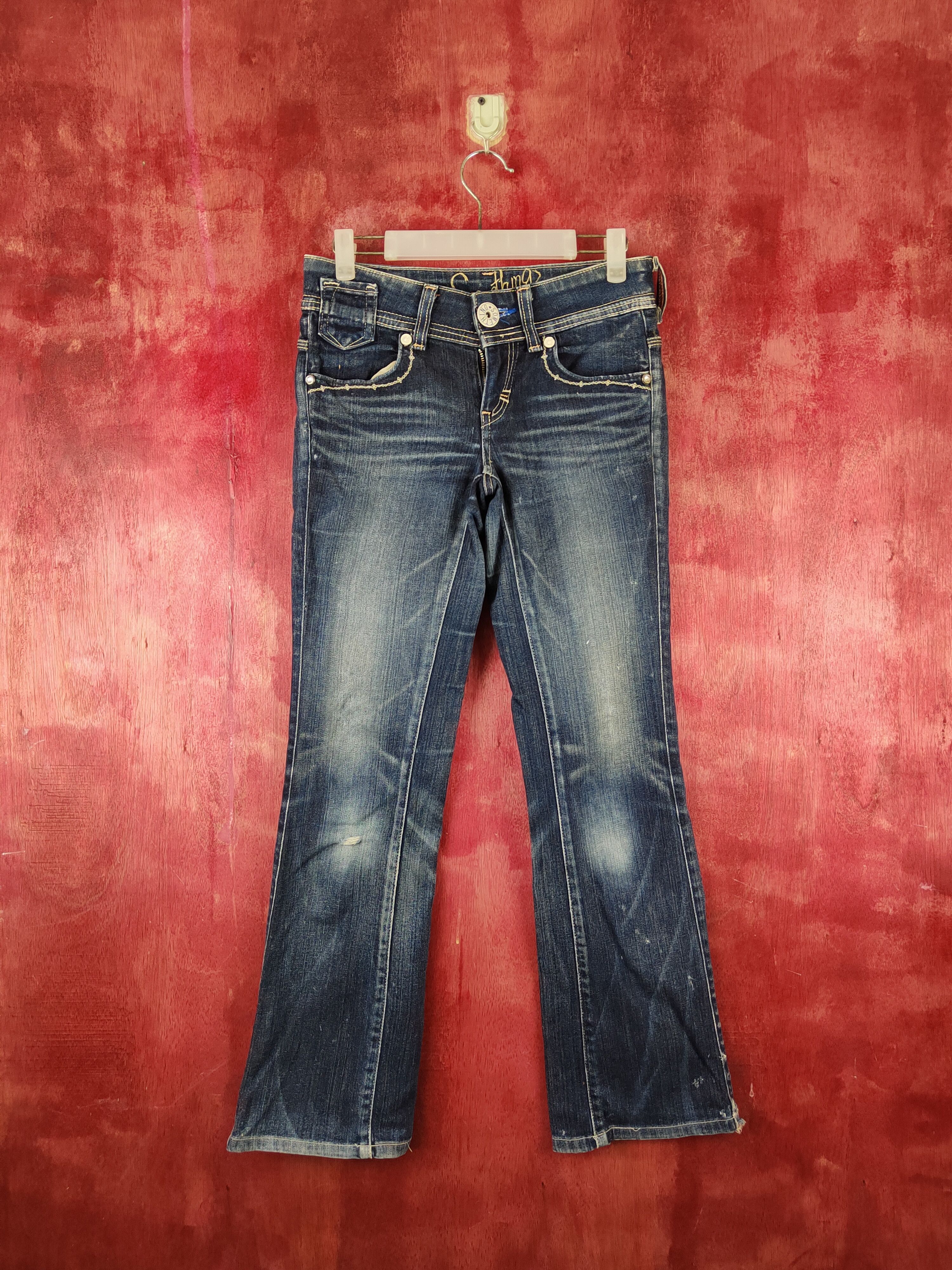 image of Distressed Denim x Vintage Something Dark Blue Distressed Ripped Jeans S2123 in Dark Blue Denim, Wo