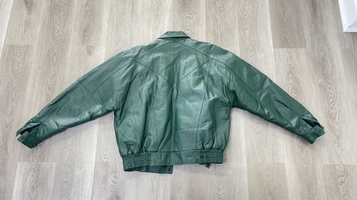 American Apparel × Vintage Vintage Green Leather Bomber Jacket Size US M / EU 48-50 / 2 - 3 Thumbnail