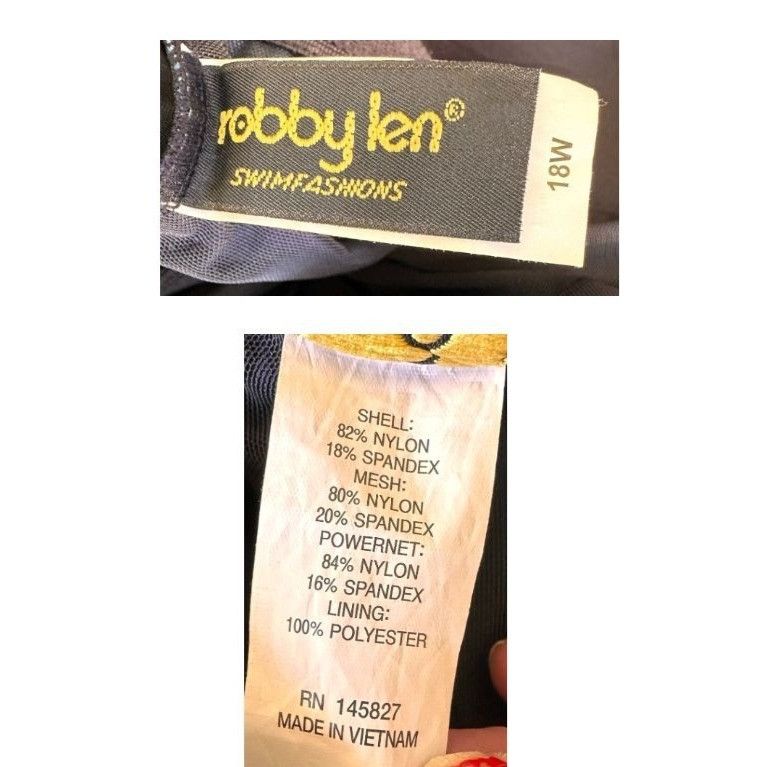 Vintage Robby Lynn Swimsuit 18W Blue One Piece Floral Wrap Front Bea Size XL / US 12-14 / IT 48-50 - 11 Thumbnail