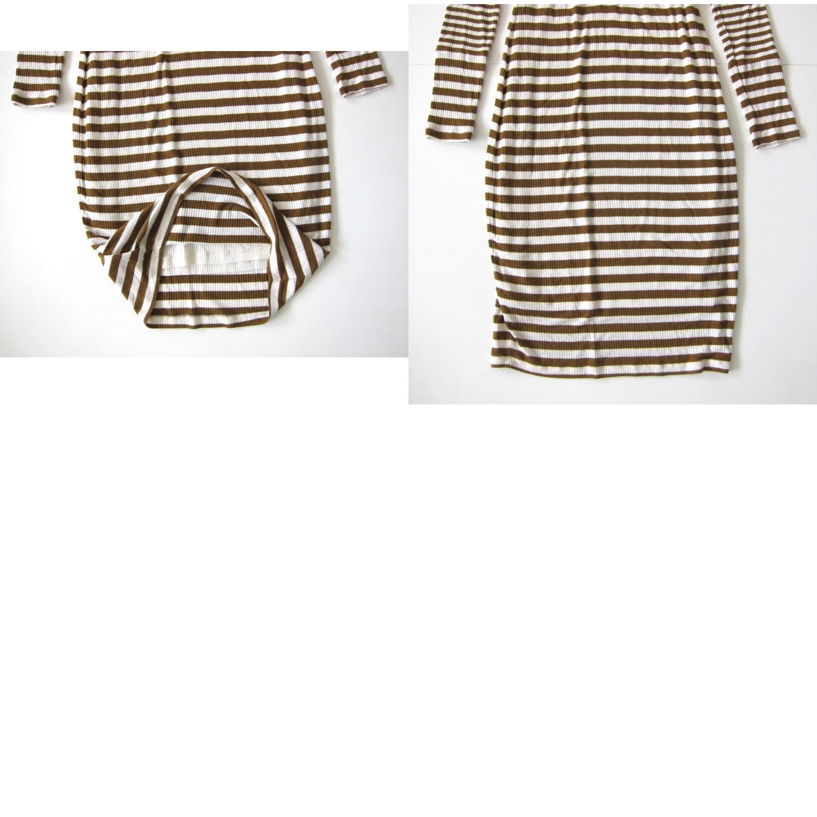 Vintage Down East Stripe Jersey Stretch Long Sleeve Sheath Tunic Dress XS Brown Ivory Stripe Dress, Women's, Regular, Midi, Kaftan/Shift/Shirt Dress Style Size XS / US 0-2 / IT 36-38 - 8 Thumbnail