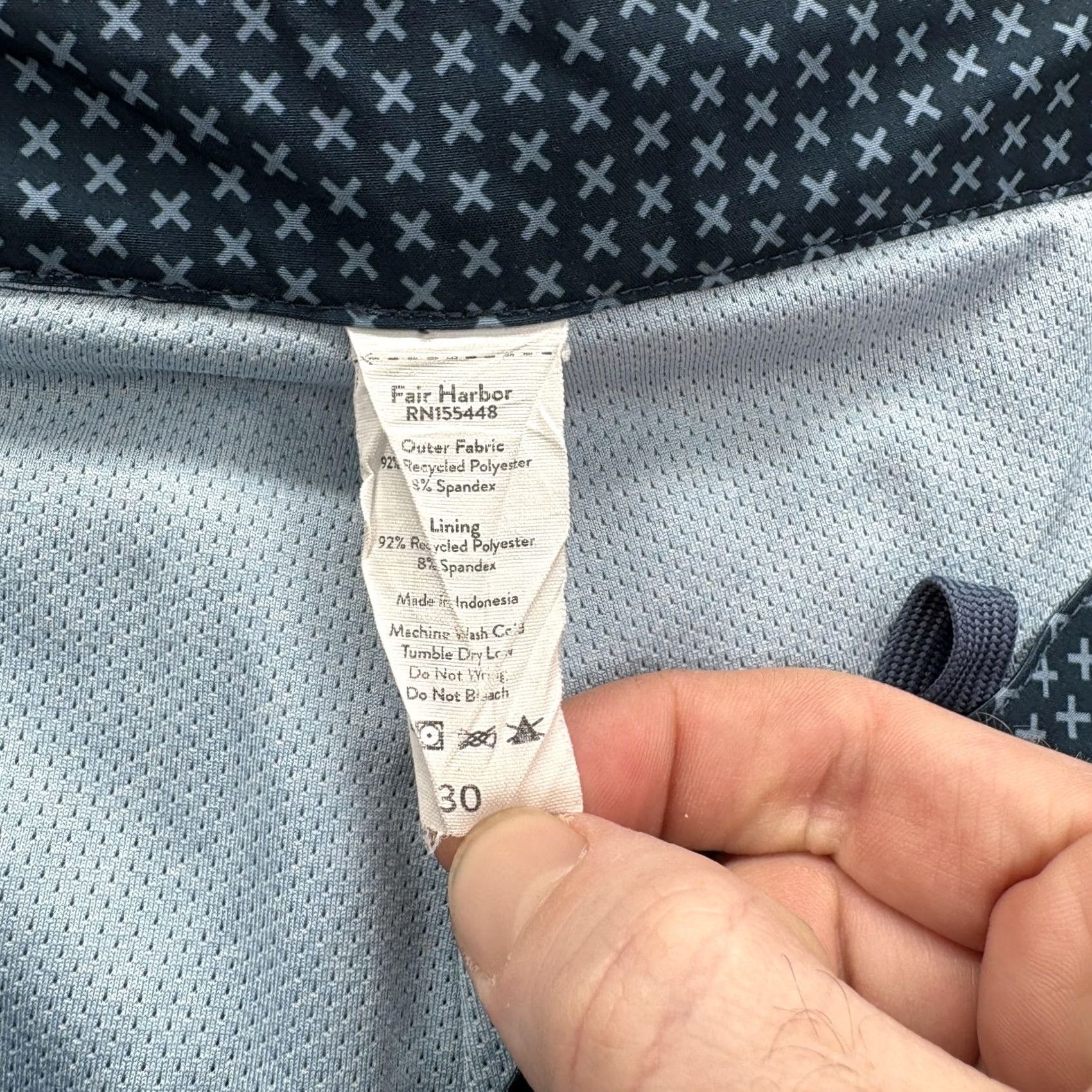 Vintage Fair Harbor Geometric Print Trunks Mens 30 Blue Quick Dry Drawstring Lined Pockets Above-the-Knee Size ONE SIZE - 3 Thumbnail