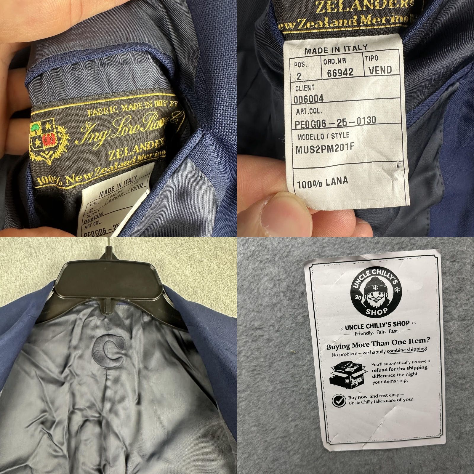 Caruso Caruso Suit Jacket Mens 40R Wool Blue Notch Two-Button Single-Breasted Italy READ Size 40R - 9 Thumbnail
