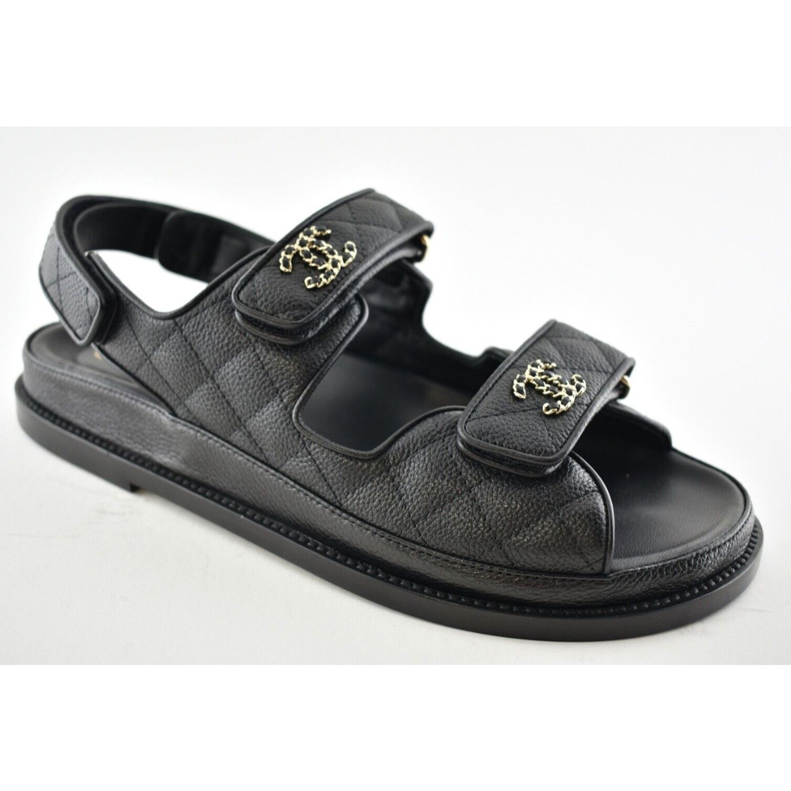 Chanel Chanel REV Black Caviar Gold CC Logo Mule Slide Strap Flat Size US 6.5 / IT 36.5 - 4 Thumbnail