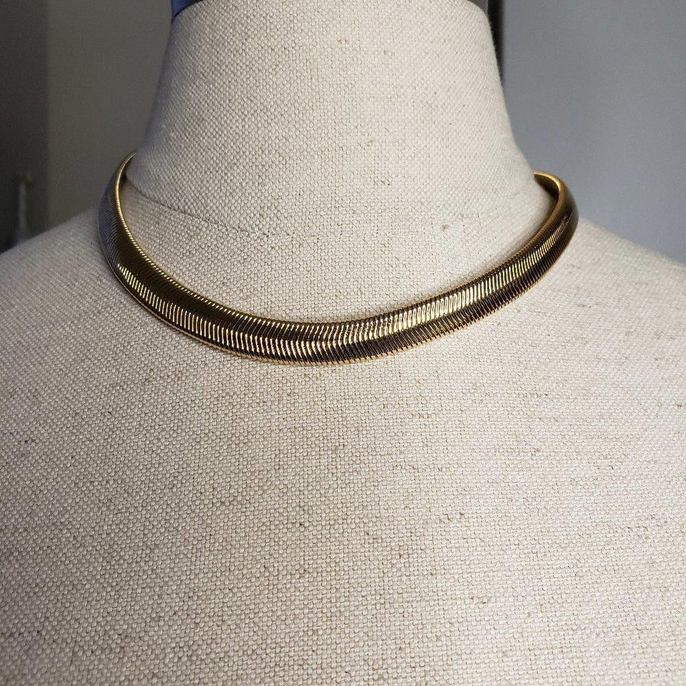 Designer Vintage Gold Plated Thick Weighted Snake Collar Size ONE SIZE - 1 Thumbnail