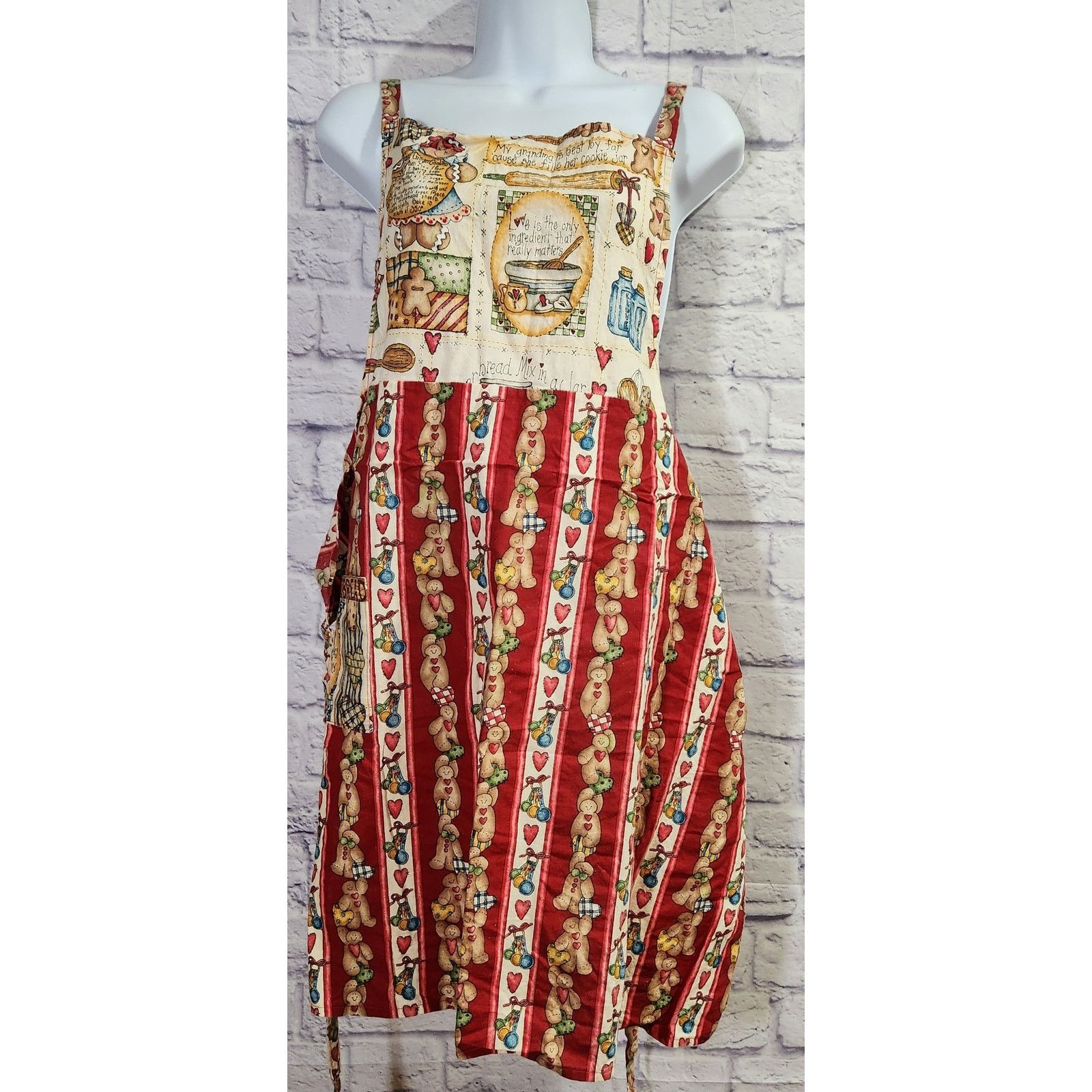 Other VTG Gingerbread Man Cooking Print Apron Pocket Tie Back Size ONE SIZE - 1 Thumbnail