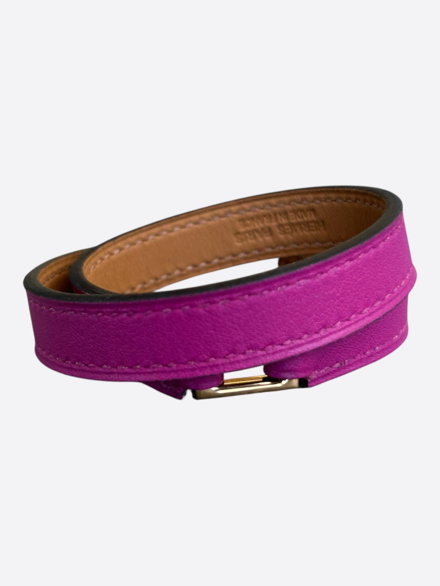 Hermes Purple Swift & Gold Hardware Rivale Double Tour Bracelet Size ONE SIZE - 2 Thumbnail