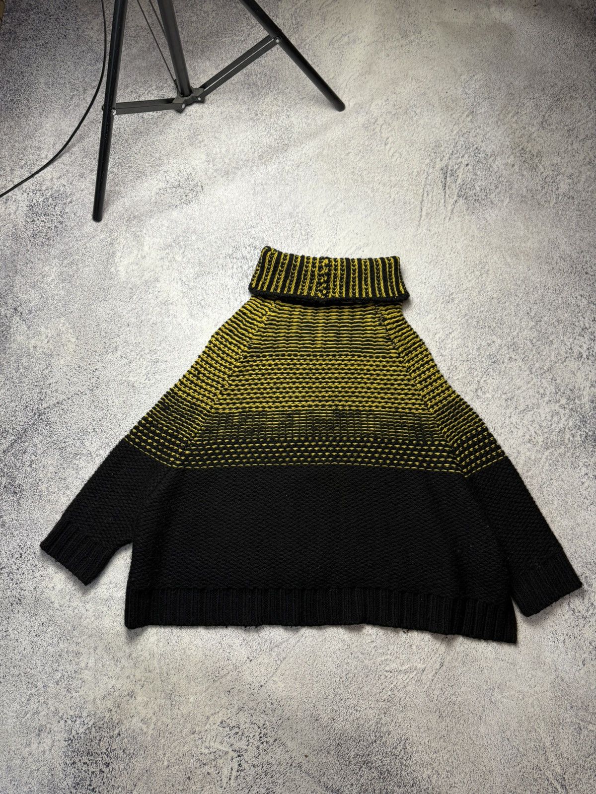 Cop Copine Cop. Copine Black/Yellow Chunky Knit Turtleneck Sweater Size ONE SIZE - 18 Thumbnail