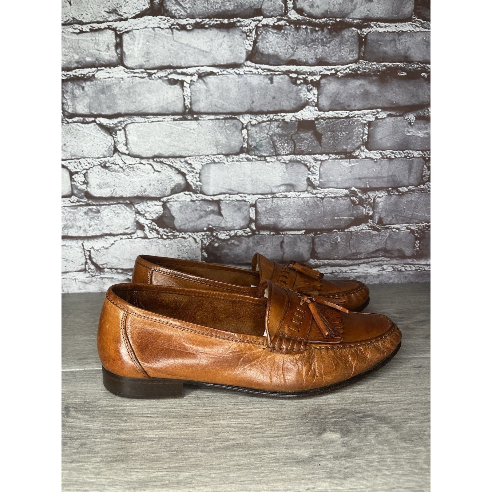 Hanover Hanover Brown Leather Kiltie Tassel VTG Loafers Dress Shoes Size US 10.5 / EU 43-44 - 18 Thumbnail