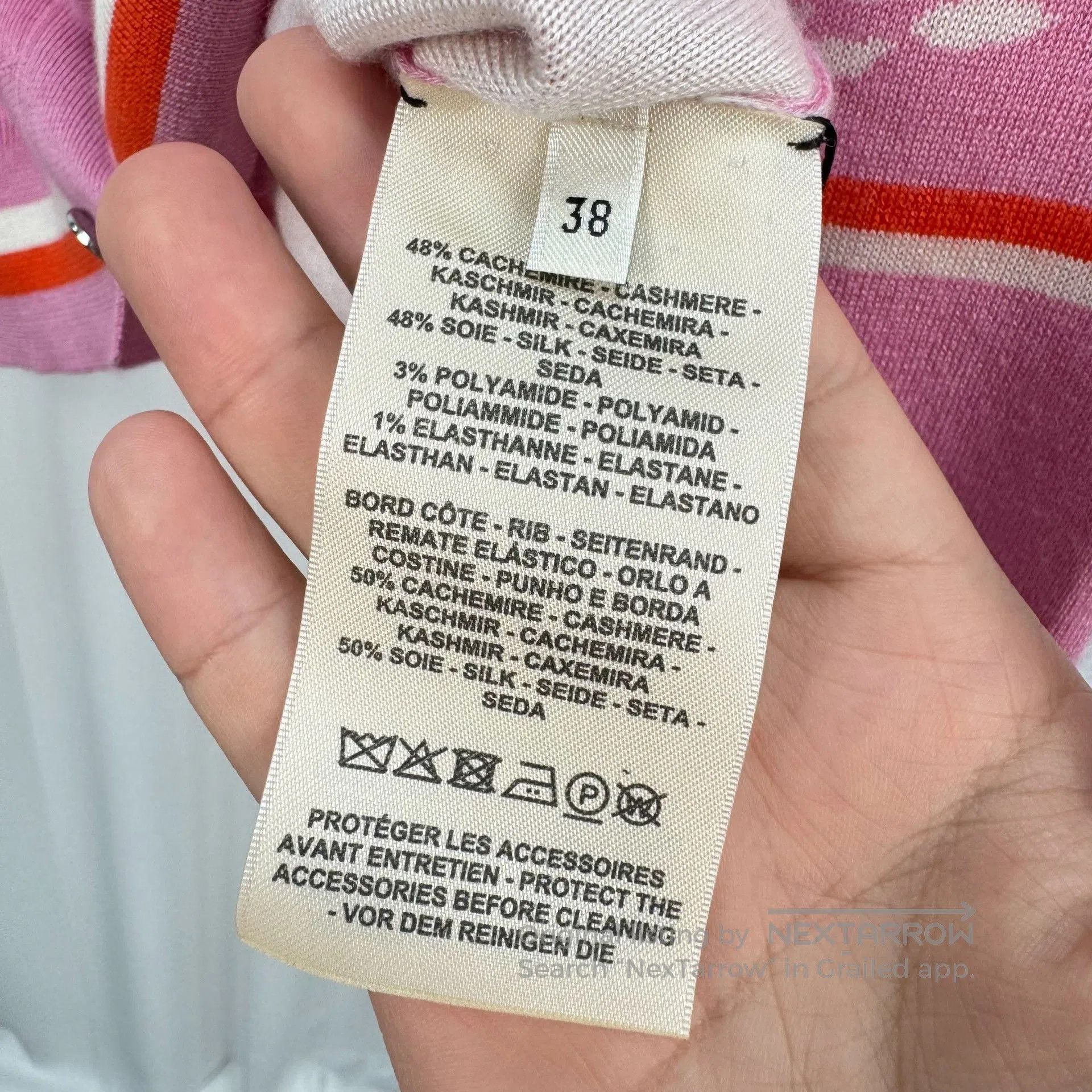 Hermes Hermes Pink Cashmere Stripe Cardigan. Size S / US 4 / IT 40 - 7 Thumbnail