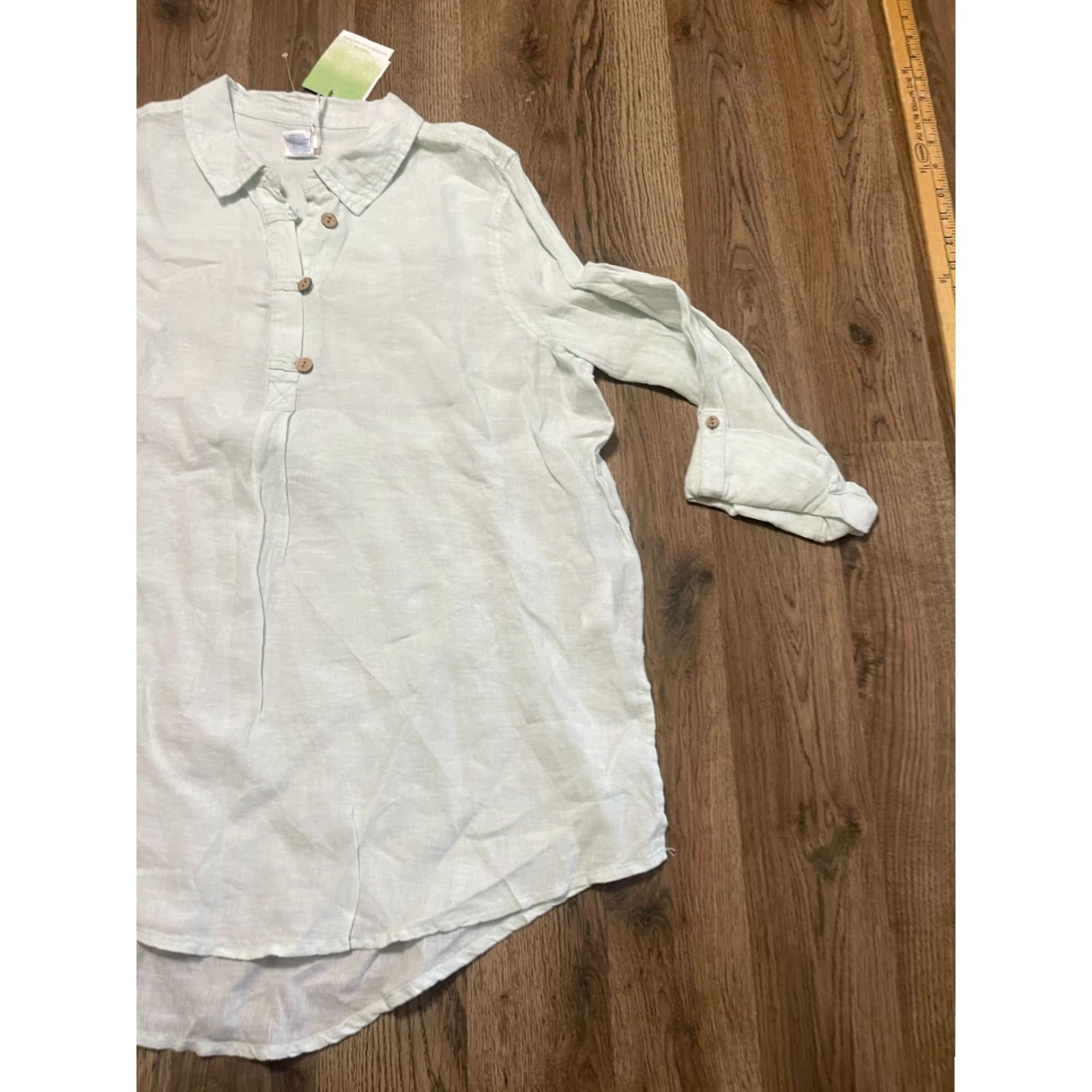 Vintage Sigrid Olsen Blouse Womens Size L White 1/4 Buttons Long Sleeve NWT Regular Fit Casual Shirt Womens Size L / US 10 / IT 46 - 4 Thumbnail