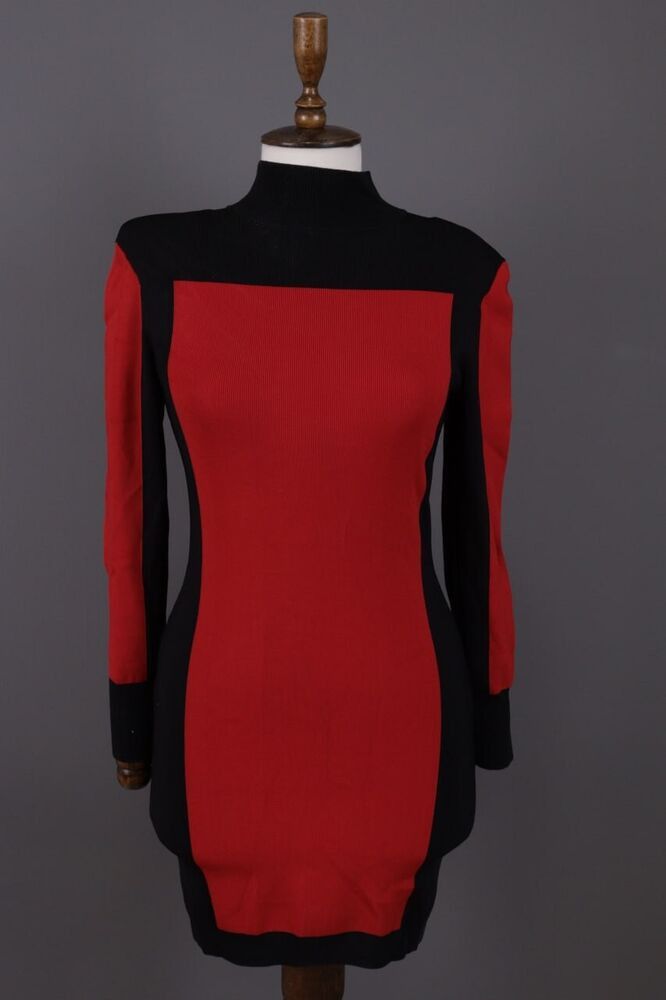 image of Avant Garde x Balmain x H&m Belmain X H&m Bodycon Dress in Red Black, Women's (Size Medium)