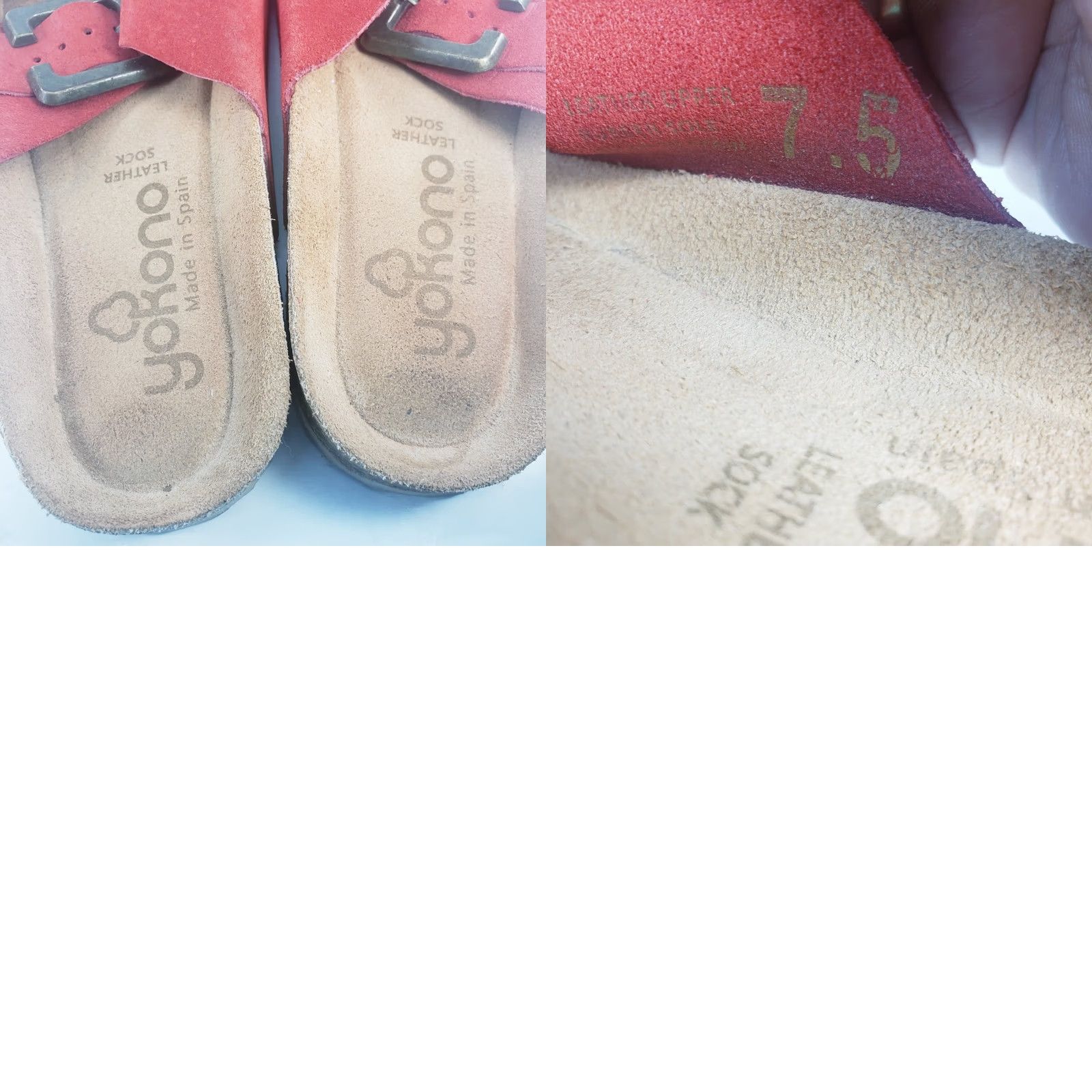 Vintage VINTAGE? No. Yokono Red Leather Women's Slide Sandals 7.5 Made in Spain Size US 8 / IT 38 - 10 Thumbnail