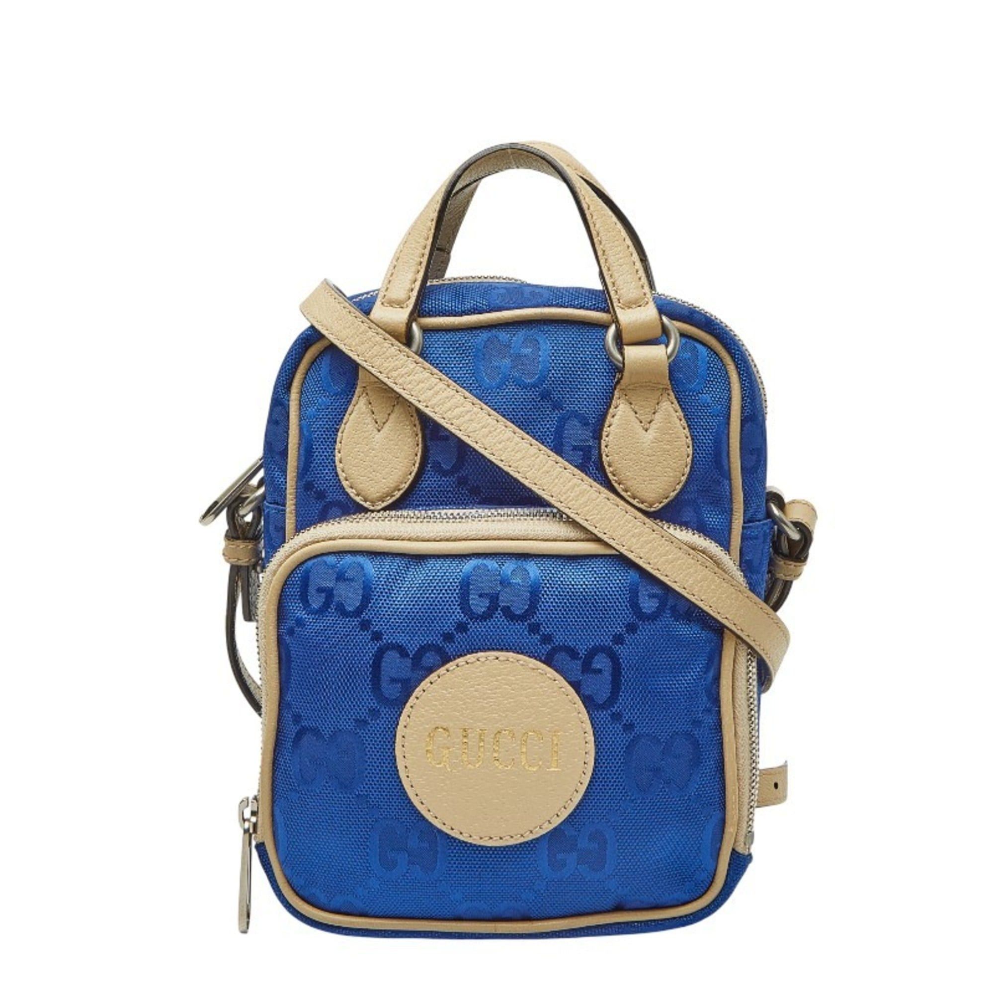 Gucci GG Nylon Off the Grid Handbag/Shoulder Bag 2WAY 625850 Blue Leather Women's GUCCI
