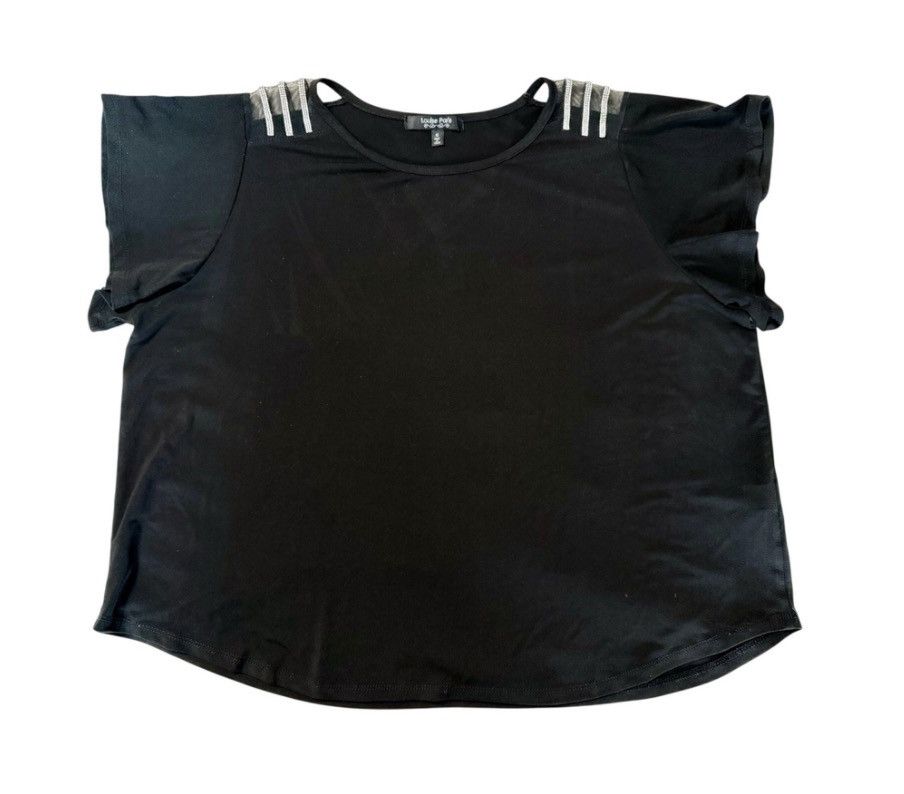 Other Louise Paris Black Rhinestone Mesh Shoulder Top XL Blouse Size XL / US 12-14 / IT 48-50 - 1 Thumbnail