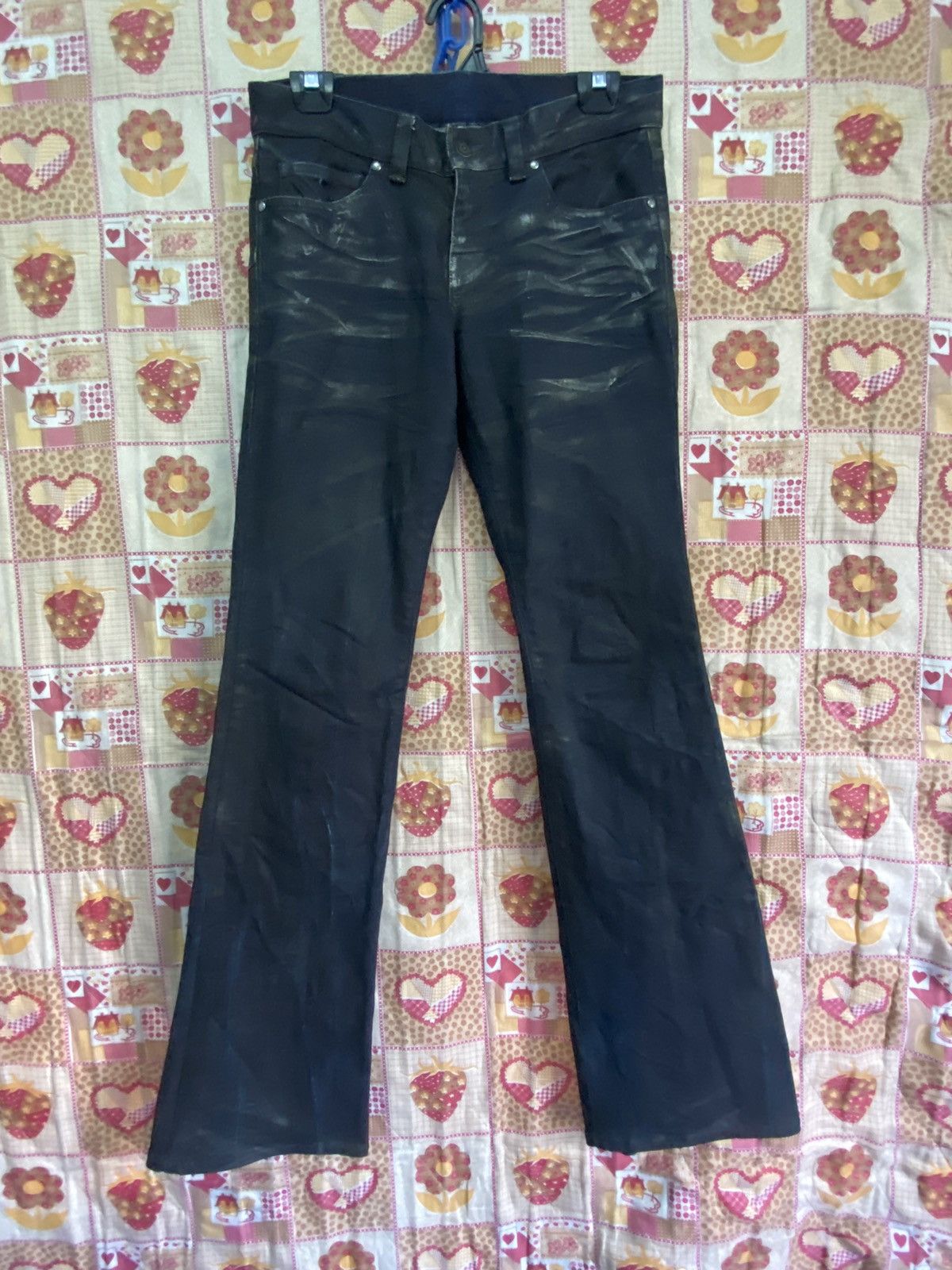 Tornado Mart Tornado Mart Lace Up Denim Black Oilcloth Flare Boot Cut Size US 29 - 6 Thumbnail