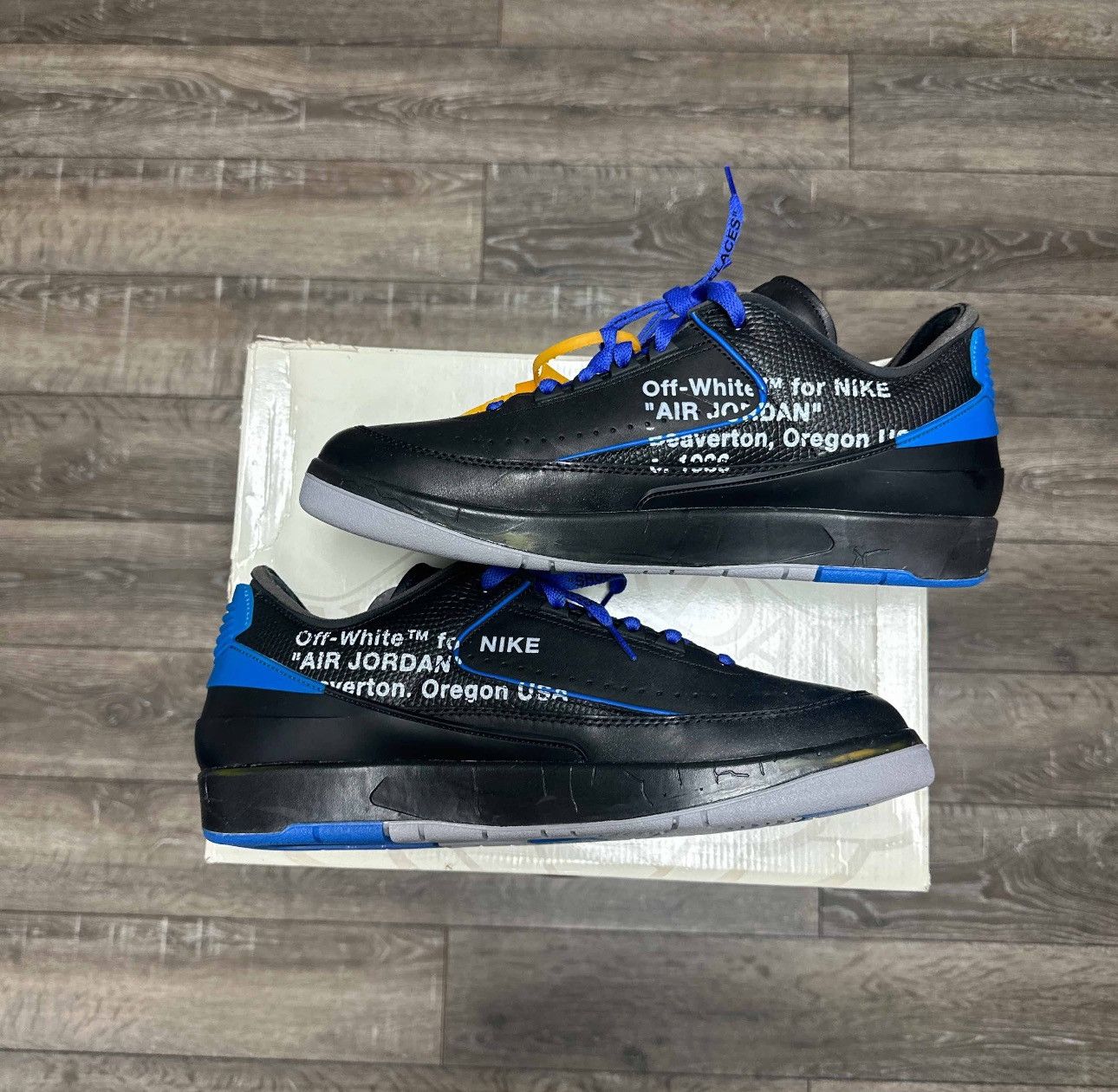 Jordan Brand × Off-White Off-White x Air Jordan 2 Retro Low SP 'Black Varsity Royal" Size US 13 / EU 46 - 3 Thumbnail