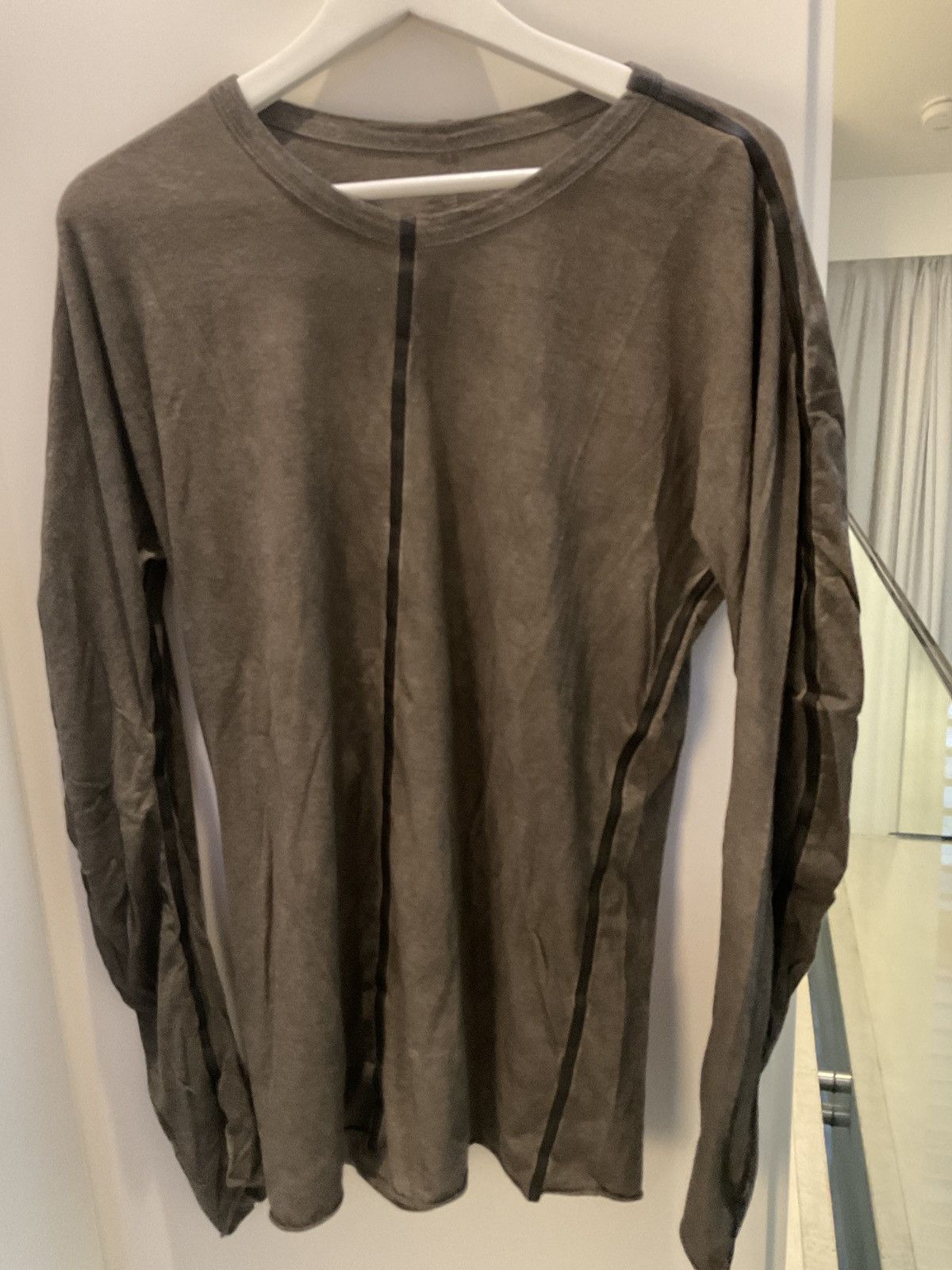 image of Isaac Sellam Experience Cotton Linen Long T Shirt in Sand, Men's (Size Large)