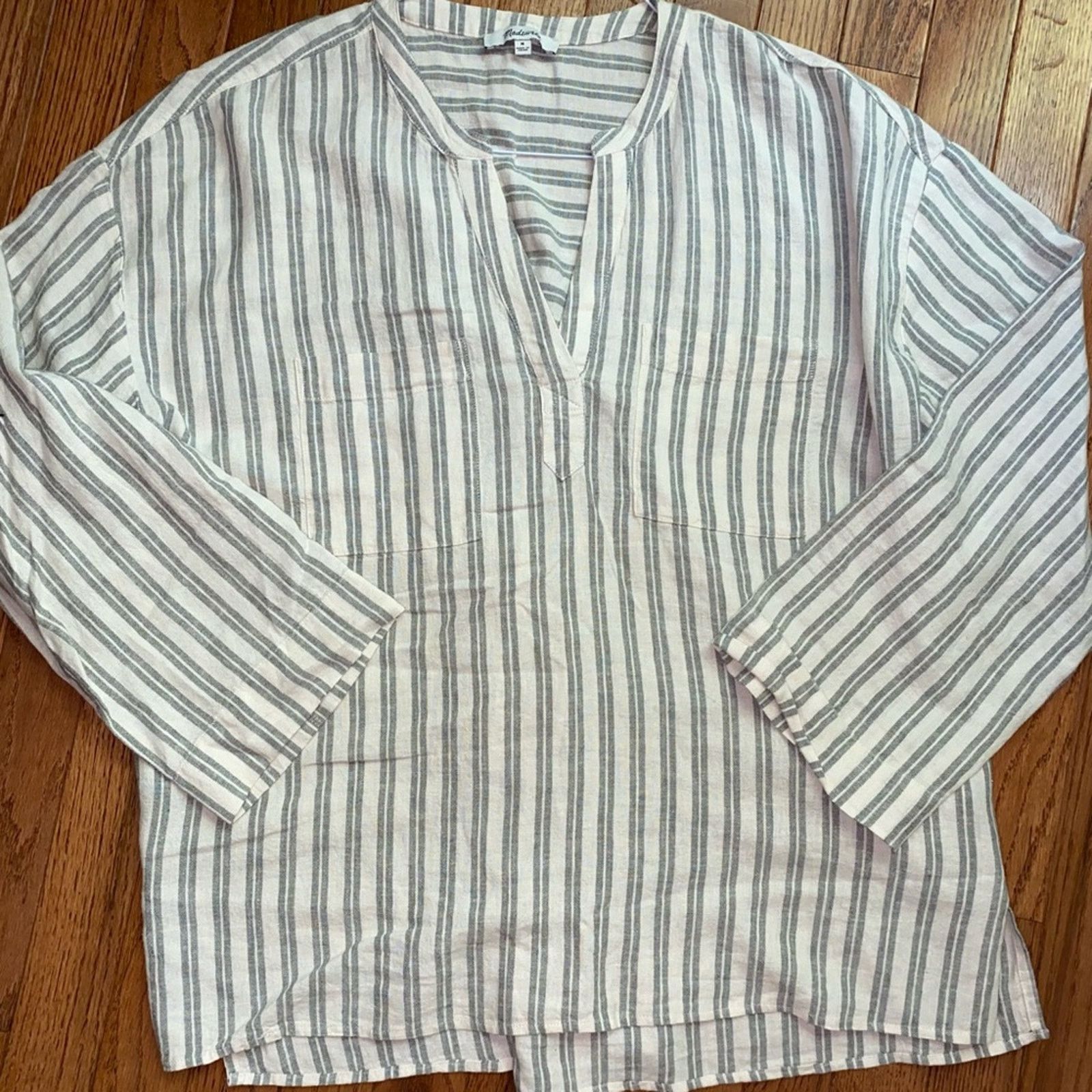 Madewell Madewell $82 Linen-Blend Lakeline Shirt Gray Stripe Womens M Size M / US 6-8 / IT 42-44 - 4 Thumbnail