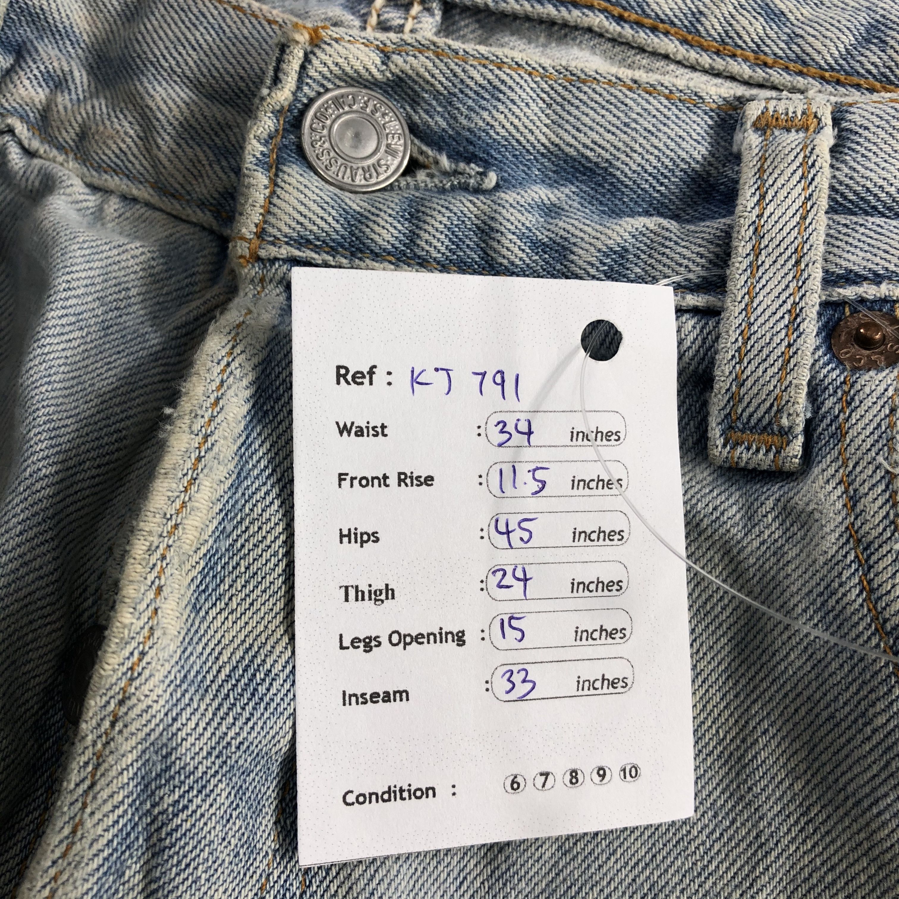 Levi's Vintage 90s Levi's 501 Jeans Dirty Light wash Denim KJ791 Size US 34 / EU 50 - 16 Thumbnail