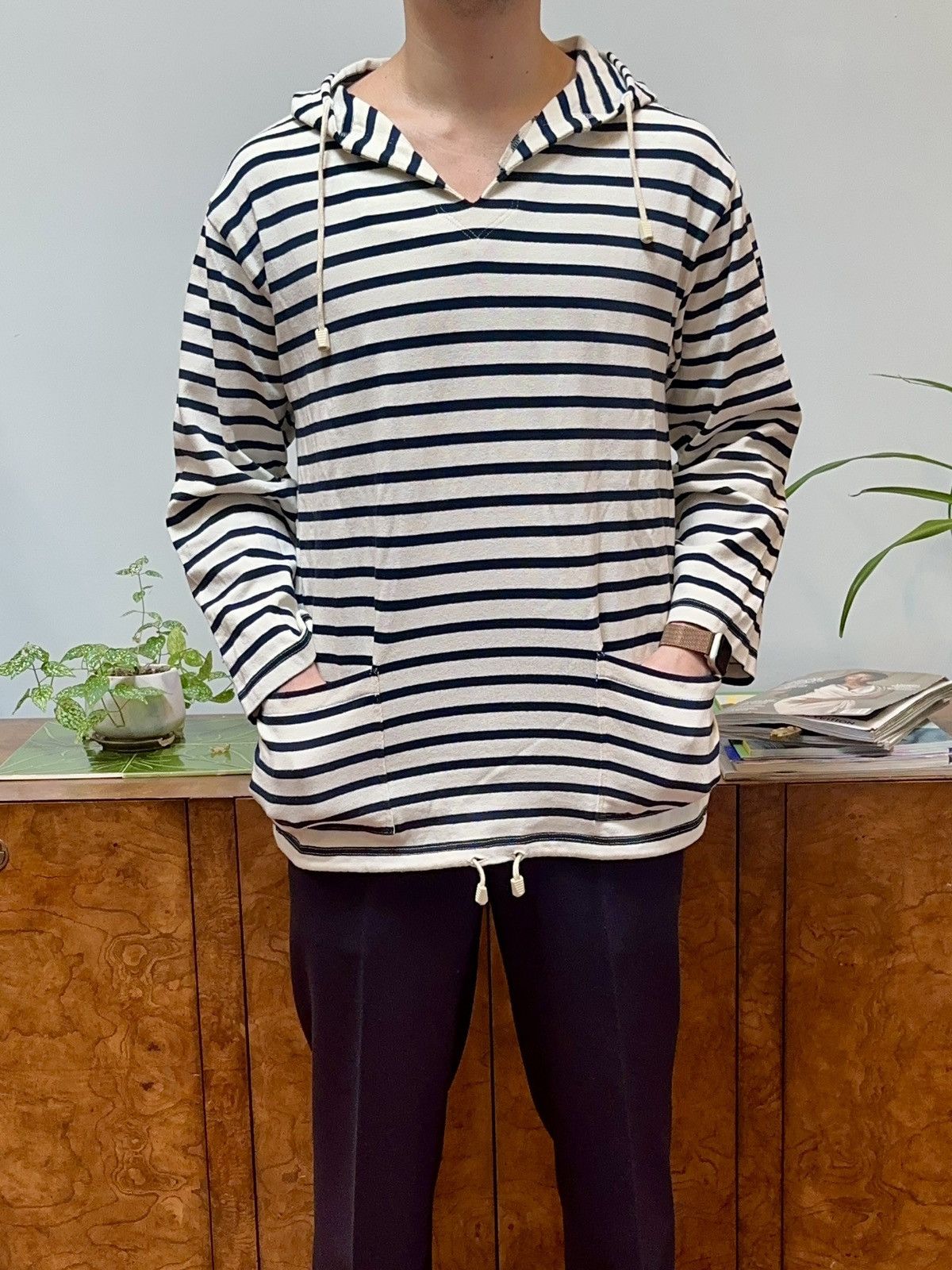 Saint James Navy Stripe Nautical Hoodie Size US S / EU 44-46 / 1 - 1 Thumbnail