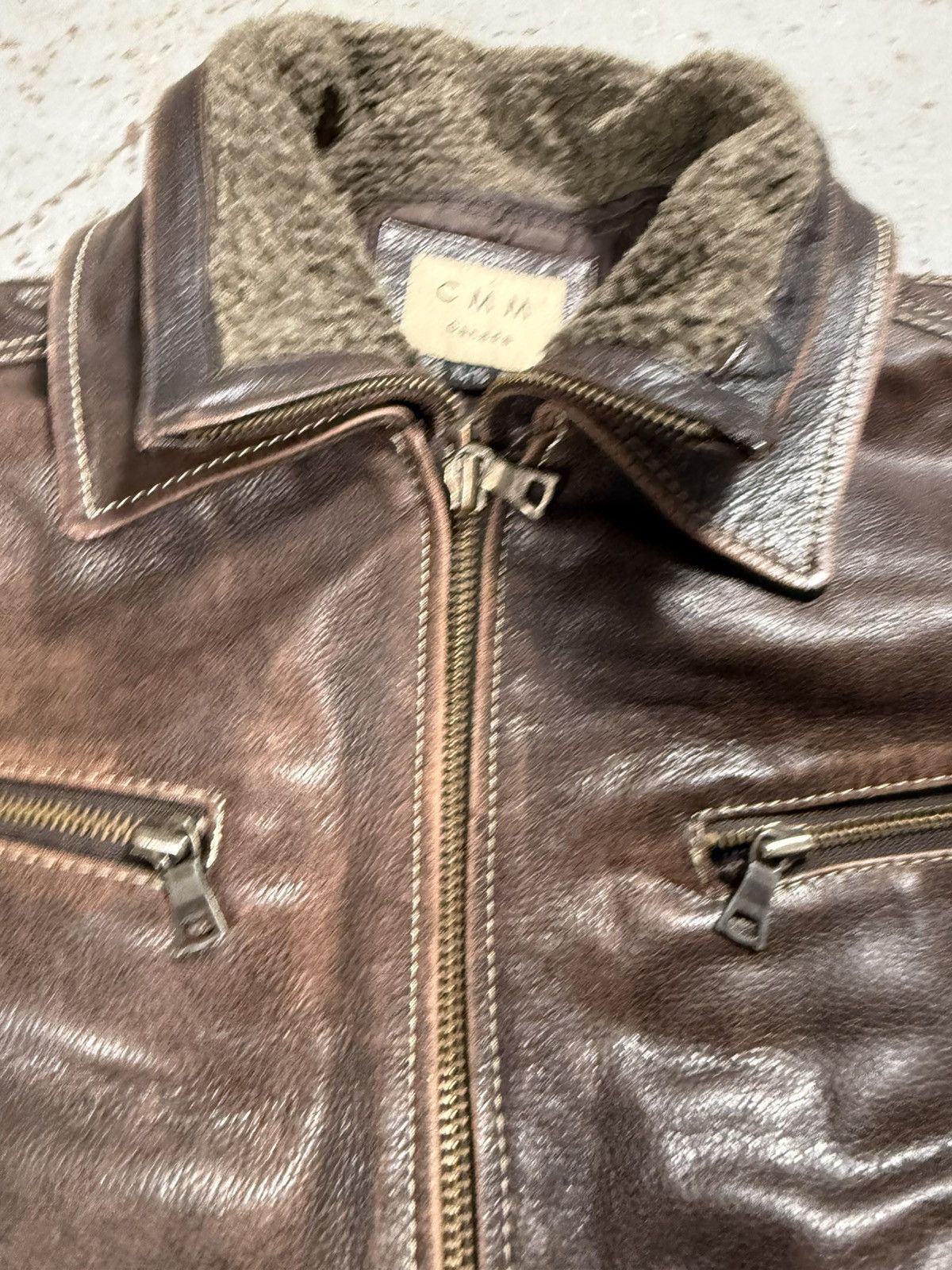 Other Vintage CMM Detachable Fur Collar Leather Faded Pinstripe Ja Size US XL / EU 56 / 4 - 7 Thumbnail