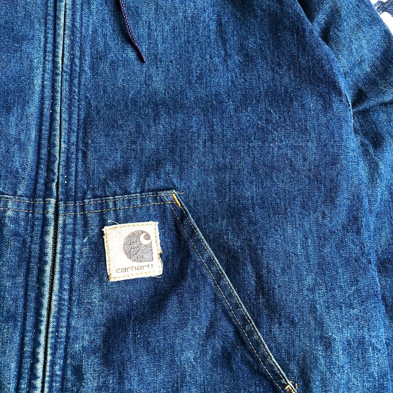 Carhartt Vintage Y2K Carhartt Denim Hoodie Jacket USA Red Lining Size US S / EU 44-46 / 1 - 5 Thumbnail