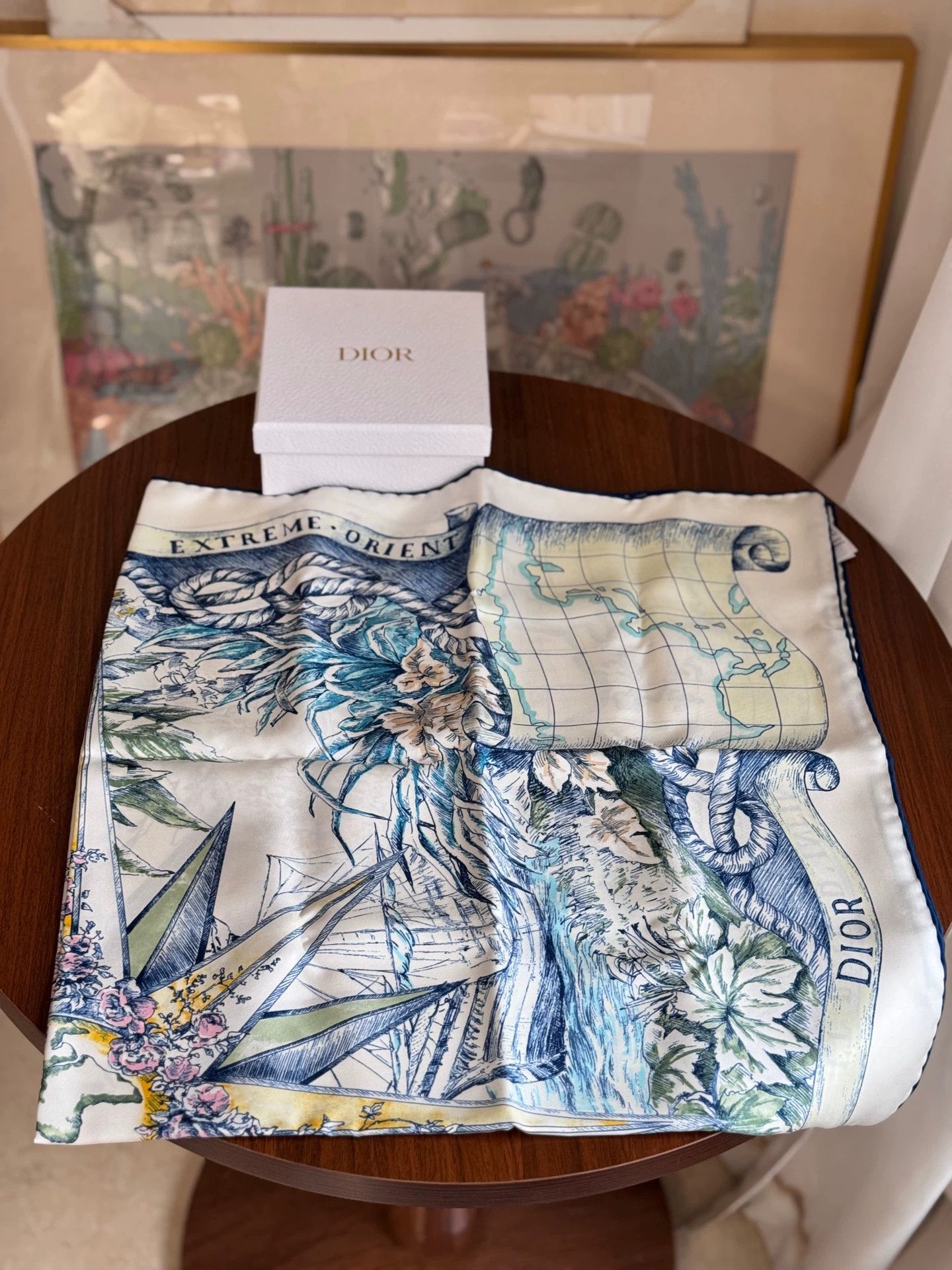 Dior DIOR 90cm Blue Compass Silk Square Infinite Dream Size ONE SIZE - 2 Thumbnail