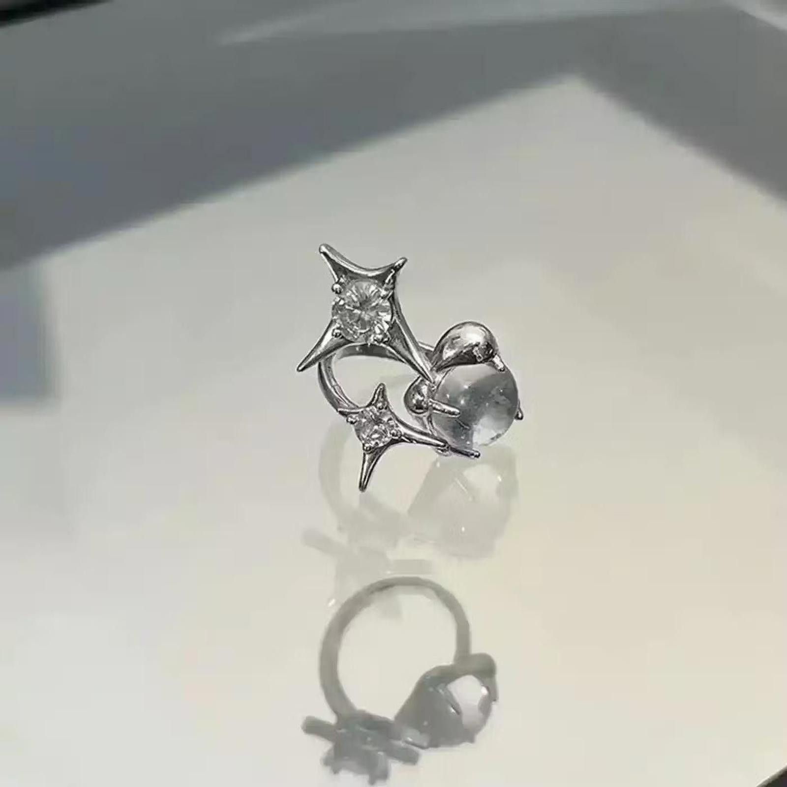 Jewelry Opal Ring Zircon Star Irregular Moonstone Vintage Geometric Size ONE SIZE - 2 Thumbnail