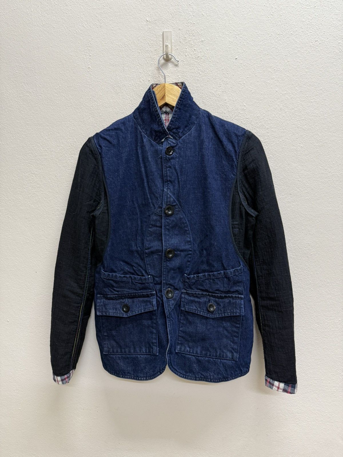 Japanese Brand Tomorrowland Riversible Plaid Denim Button Up Jacket Size US XS / EU 42 / 0 - 5 Thumbnail