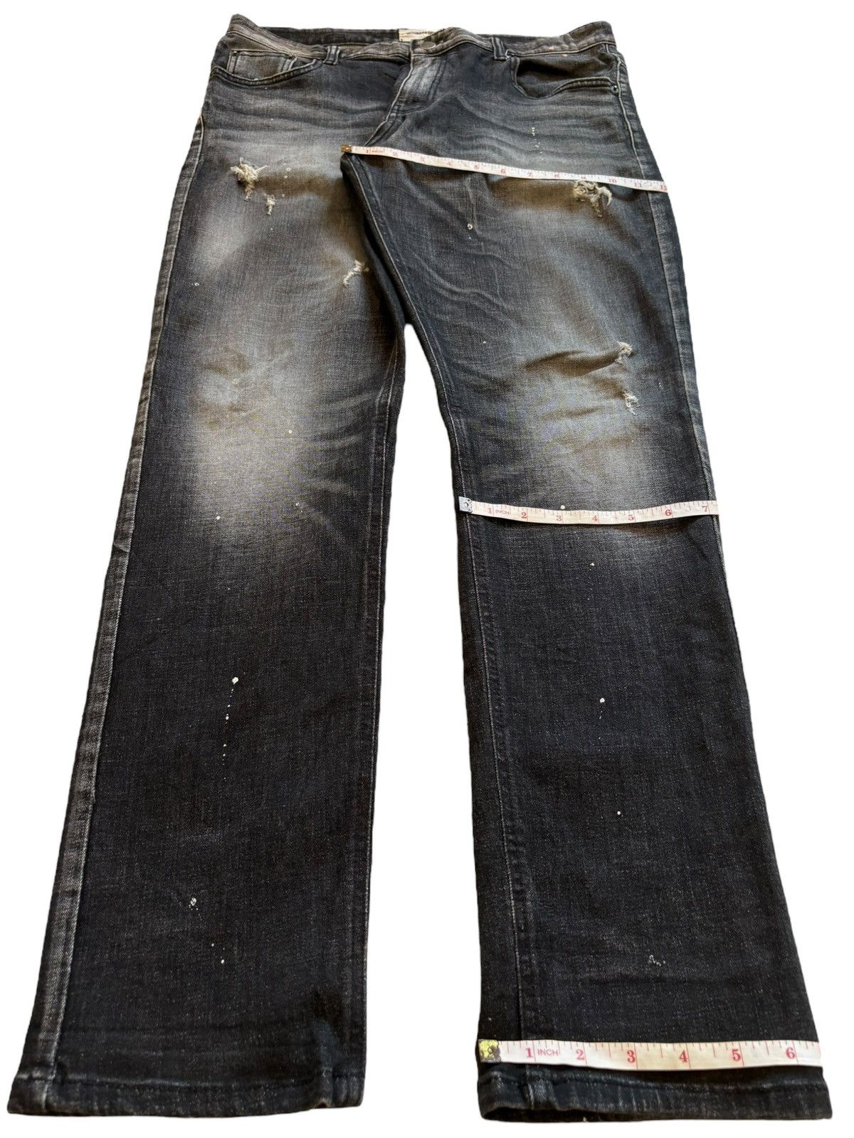 Japanese Brand Vintage Japanese Brand Paint Faded Wash Ripped Slim Jeans Size US 33 - 14 Thumbnail