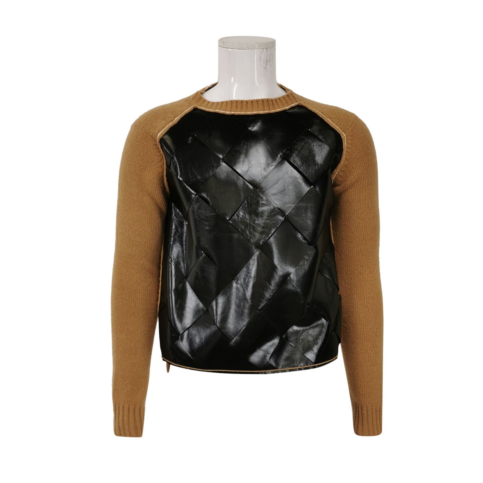 Bottega Veneta Bottega Veneta Woven Leather Panel Wool Sweater M Size US M / EU 48-50 / 2 - 1 Thumbnail