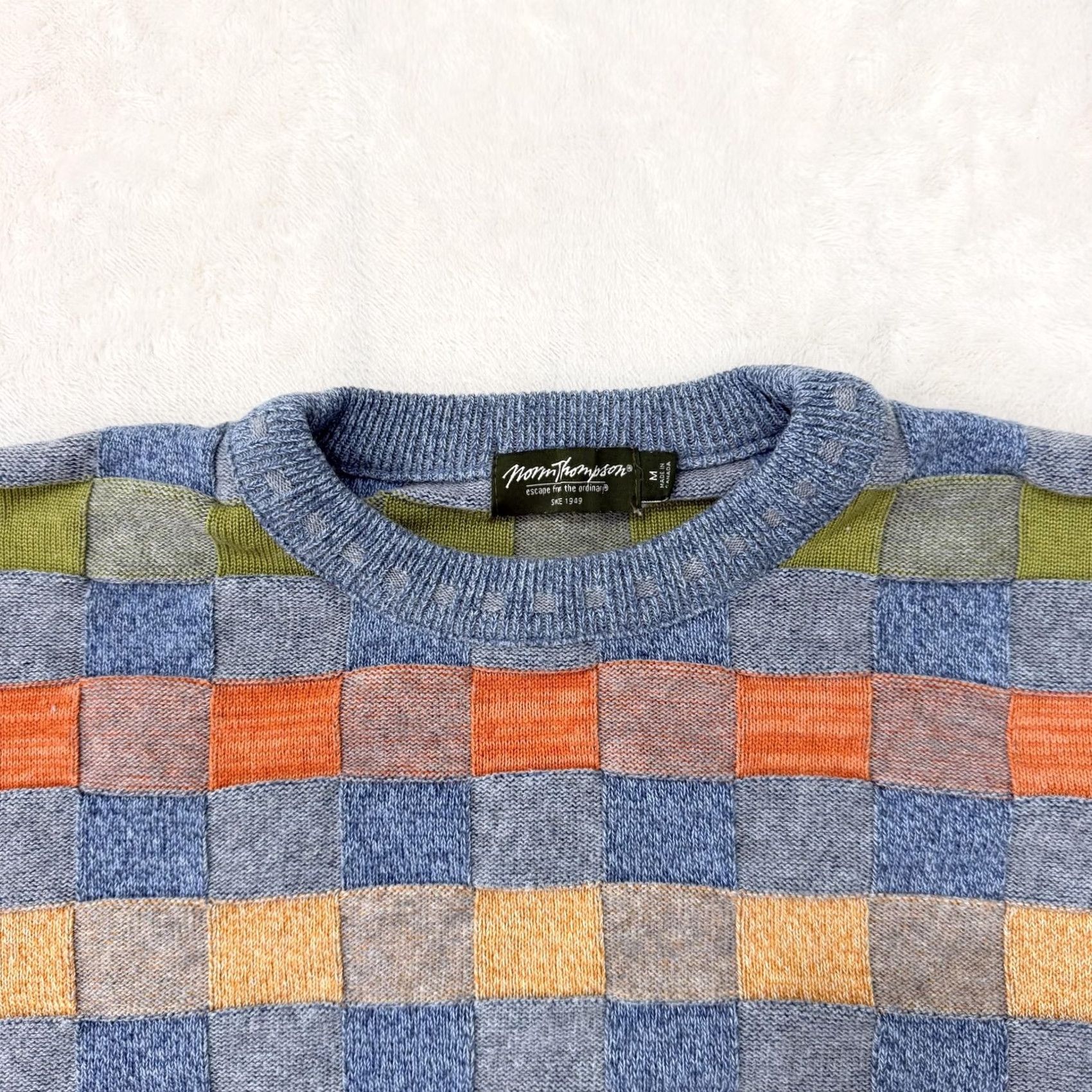Jim Thompson Norm Thompson Sweater Mens Medium Multicolor Check Knit Crewneck Pullover Size US M / EU 48-50 / 2 - 2 Thumbnail