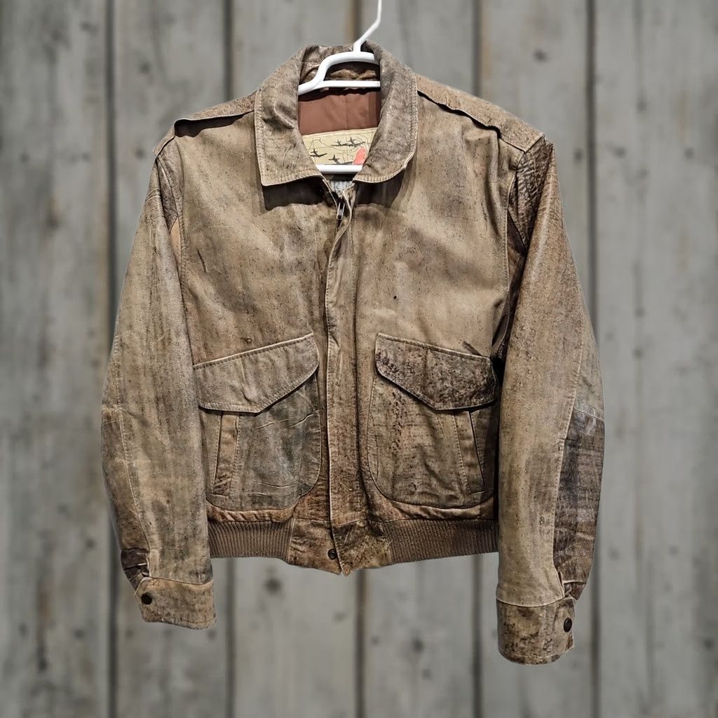 Vintage VINTAGE Burma Run Brown Leather Bomber Jacket Mens L 1990s Aviator Distressed Leather Quilted Liner Winter Fall Spring Motorcycle Style Size US L / EU 52-54 / 3 - 1 Thumbnail