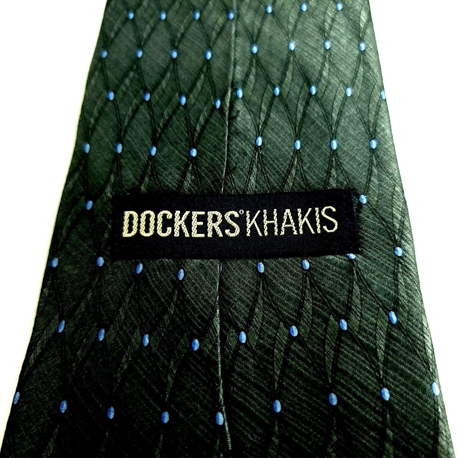 Dockers Dockers Khakis Green Blue Geometric Metallic Print Silk Tie Size ONE SIZE - 3 Thumbnail