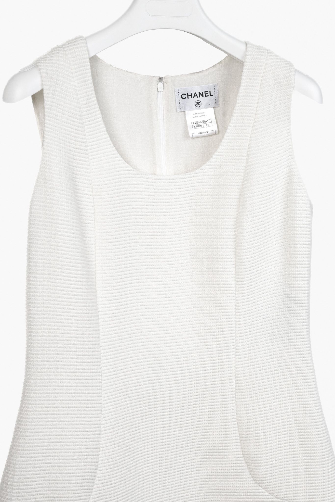 Chanel Chanel Ivory Textured Cotton Sleeveless Shift Dress Size M / US 6-8 / IT 42-44 - 3 Thumbnail