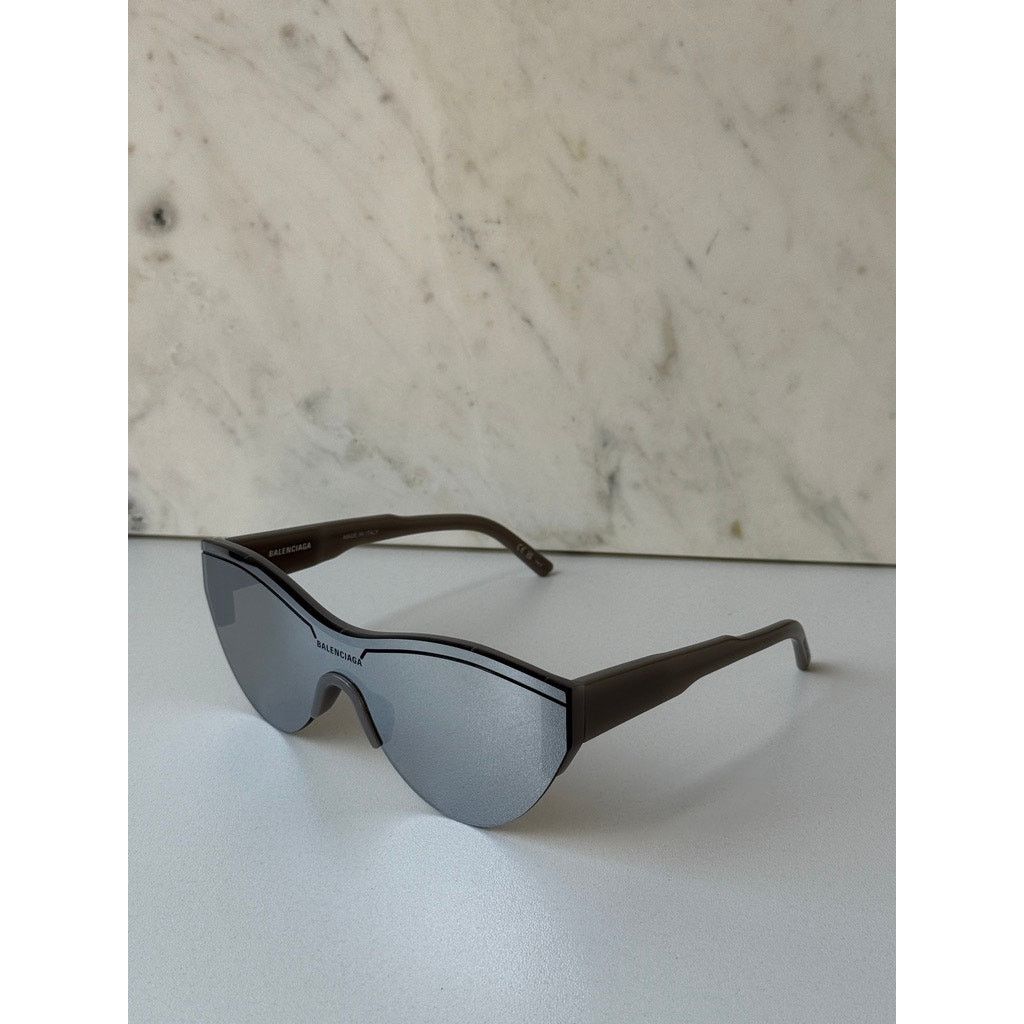 Balenciaga NEW Balenciaga BB0004S Shield Sunglasses in Silver Mirror Size ONE SIZE - 3 Thumbnail