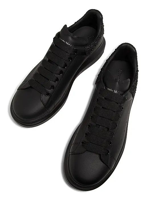 Alexander McQueen os11x0126 Oversized Crystal Heel Leather Low-Top Sneakers Size US 9 / EU 42 - 4 Thumbnail