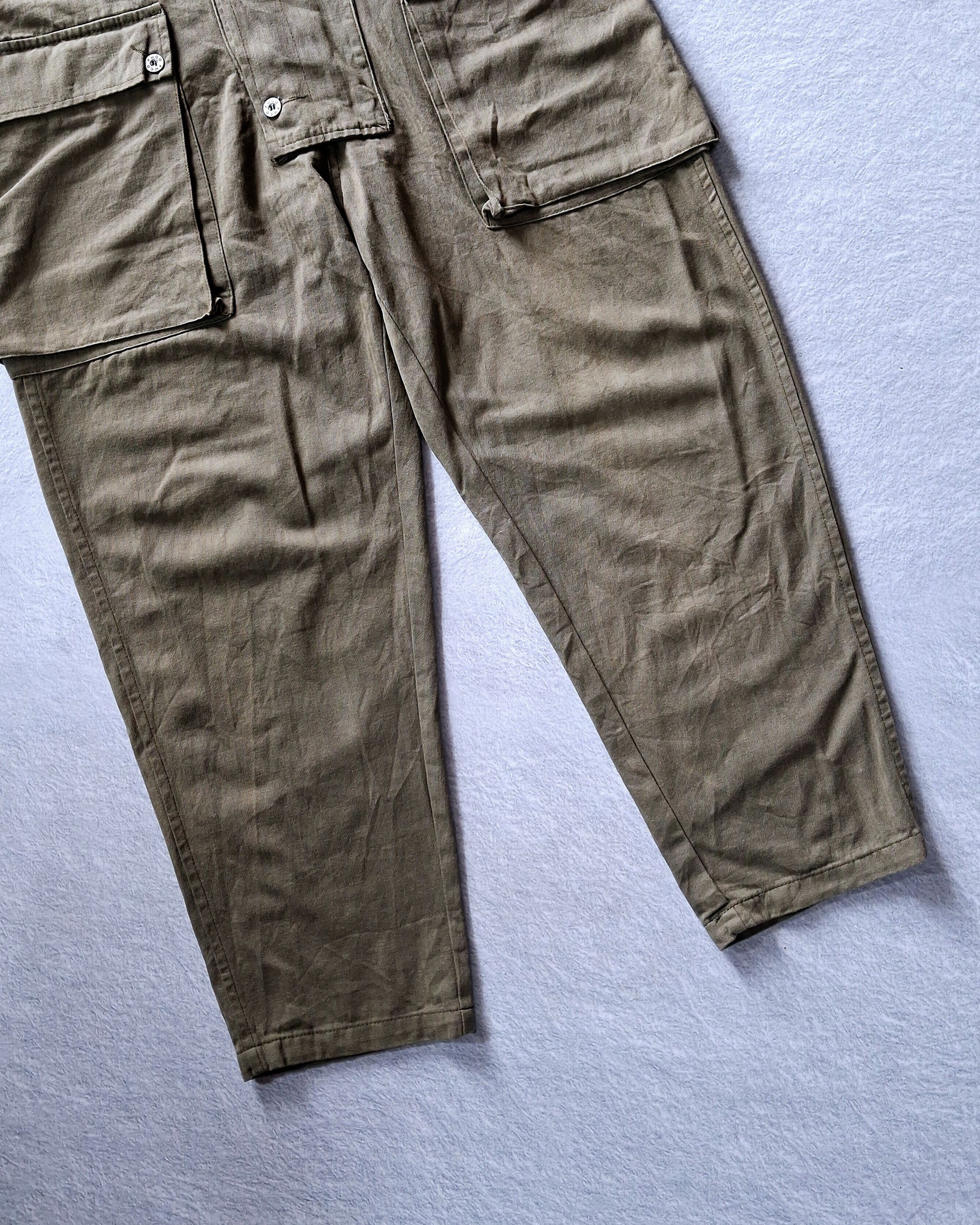 Japanese Brand PMGO HERRINGBONE TWILL HBT OLIVE GREEN DECK OVERALL Size US 43 - 3 Thumbnail