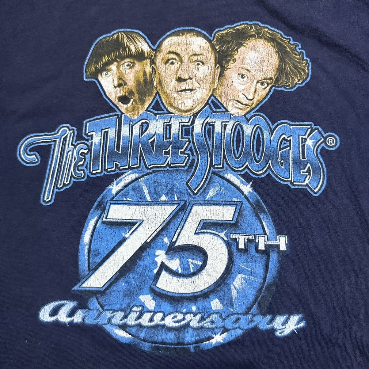 Vintage "ANNIVERSARY 75th THE THREE STOOGES VINTAGE TSHIRT" Size US XL / EU 56 / 4 - 3 Thumbnail