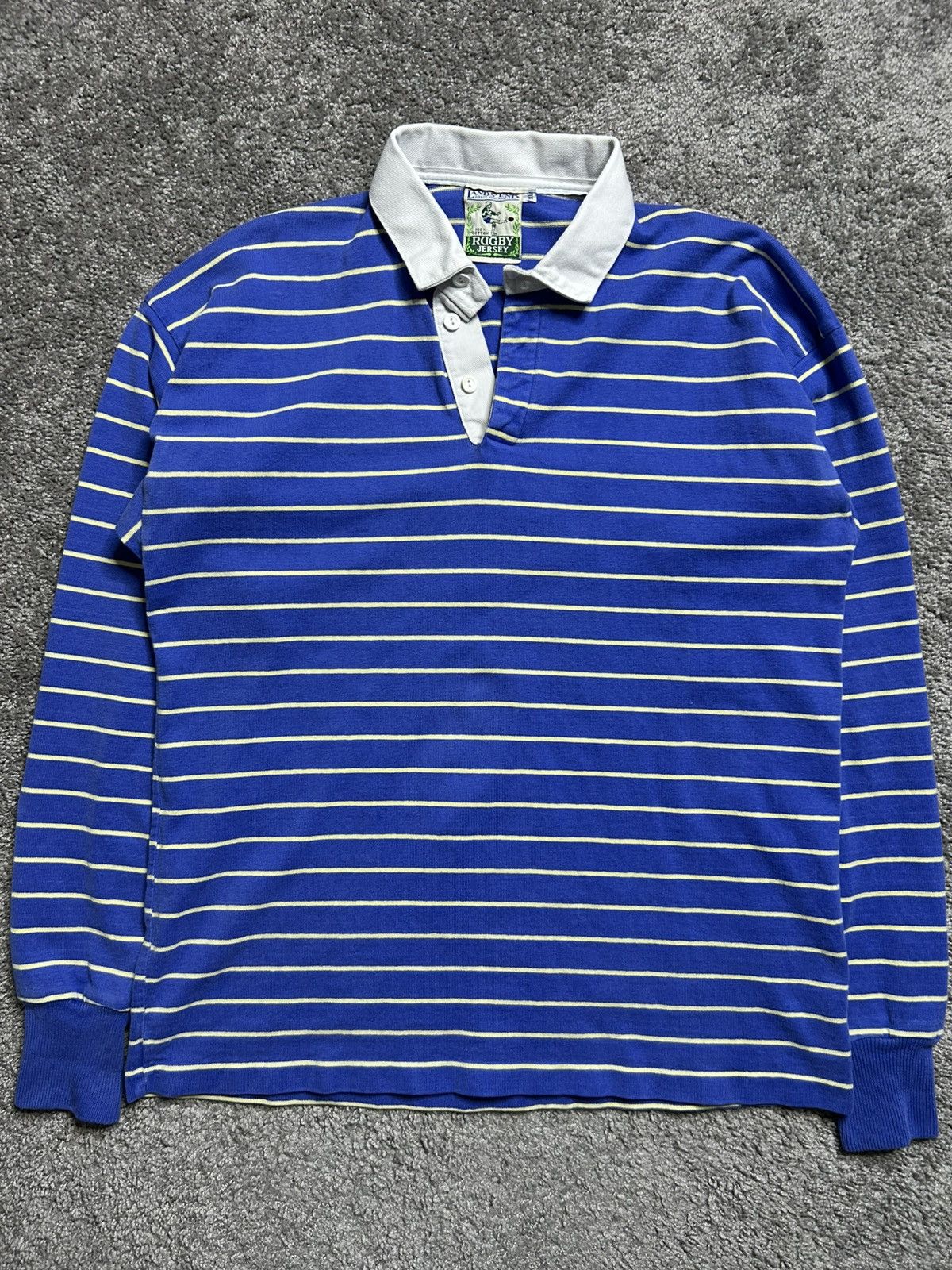 Lands' End Vintage 90s Lands End Rugby Striped Long Sleeve USA Size US XL / EU 56 / 4 - 1 Thumbnail