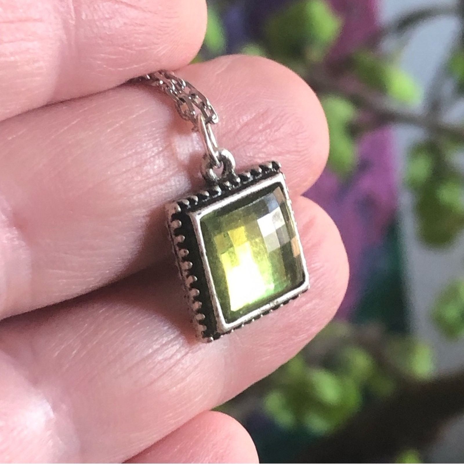 Handmade Handcrafted faceted dome peridot pendant on chain necklace Size ONE SIZE - 3 Thumbnail