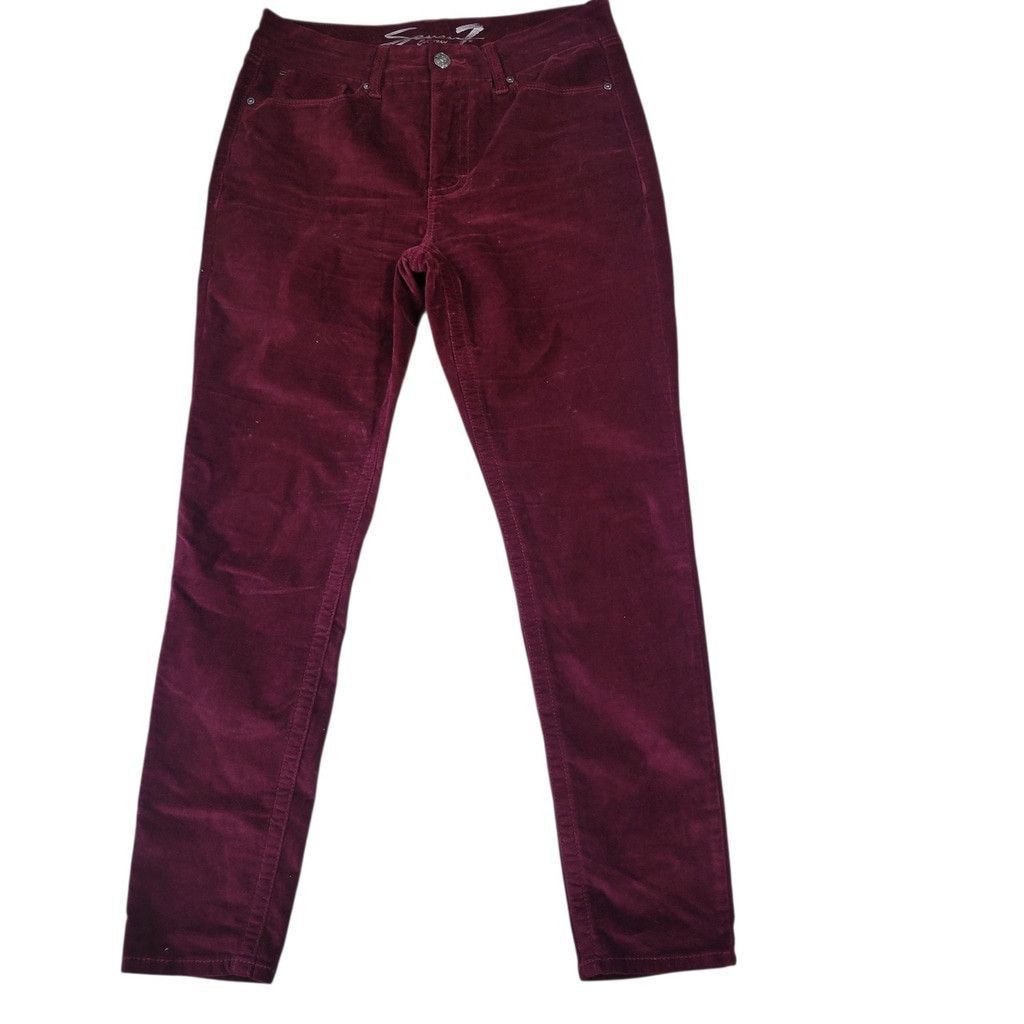 Seven 7 Seven 7 Tummyless High Rise Skinny Red Velvet Pants 10 Women Size 32" / US 10 / IT 46 - 3 Thumbnail