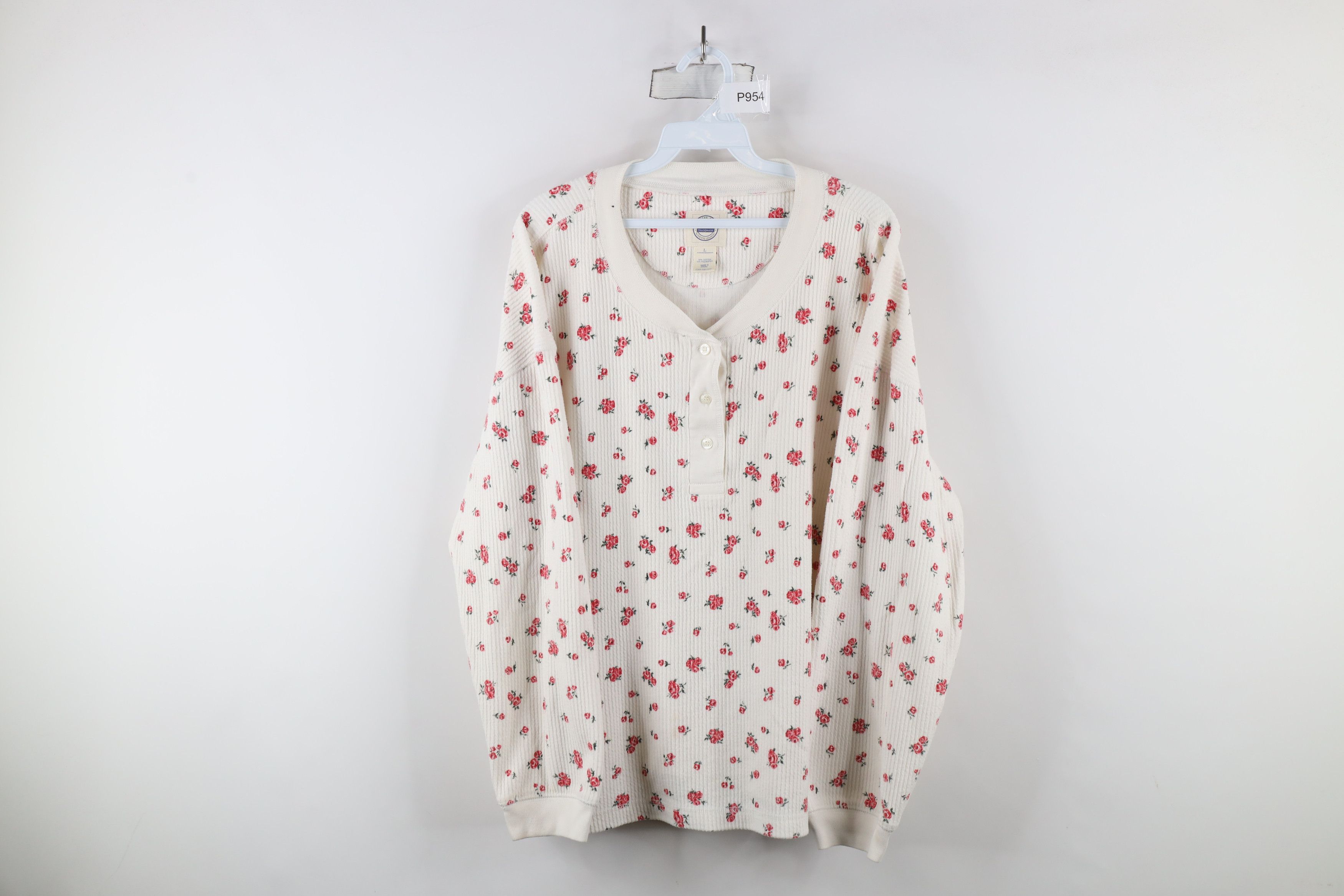 Victoria's Secret × Vintage Vintage Victorias Secret Country Rose Ribbed Henley T-Shirt Size L / US 10 / IT 46 - 1 Thumbnail