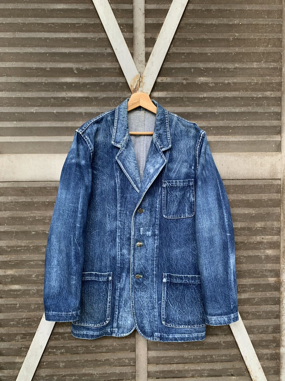 Yohji Yamamoto 👹VINTAGE YOHJI YAMAMOTO DENIM BLAZER JACKET Size US M / EU 48-50 / 2 - 1 Thumbnail