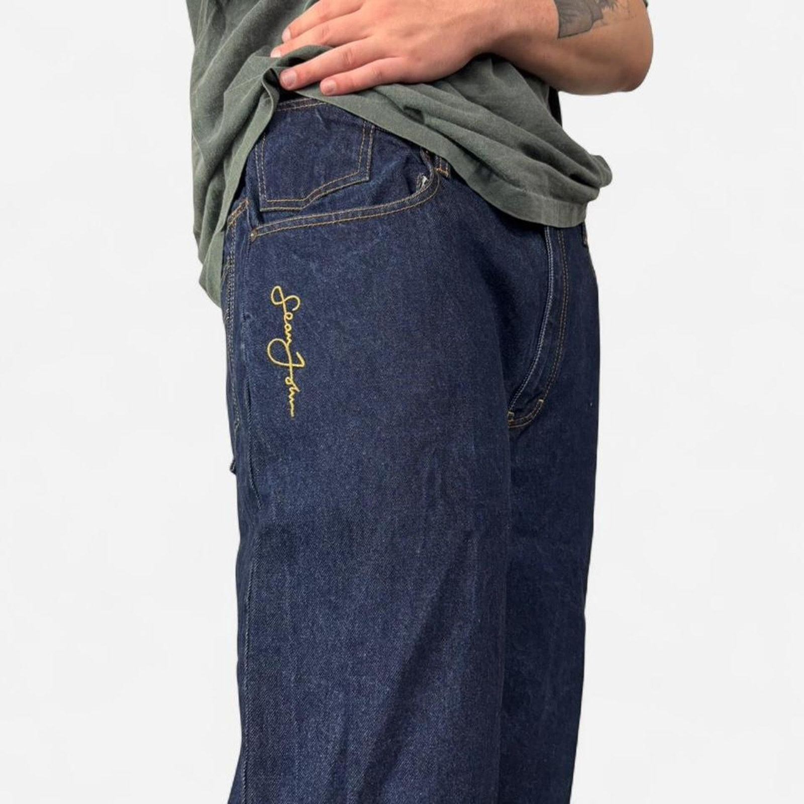 Sean John 2000s Super Baggy Sean John Embroidered Jean Shorts Size US 40 / EU 56 - 4 Thumbnail