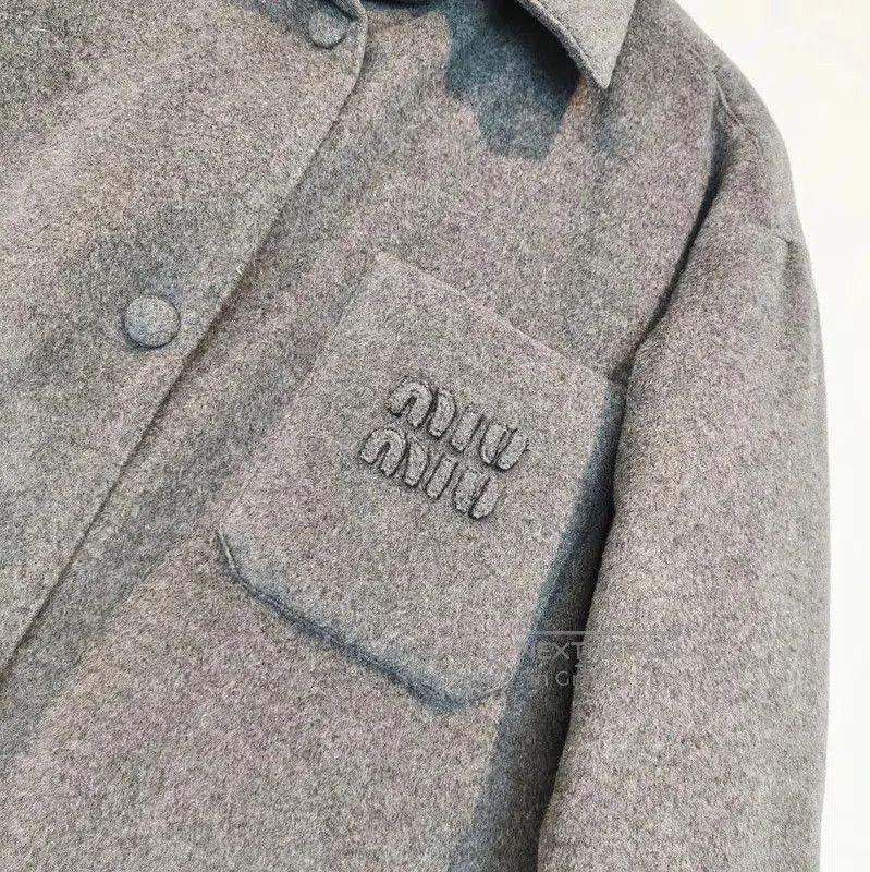 Miu Miu Miu Miu Gray Wool Long Sleeve Cardigan . Size L / US 10 / IT 46 - 2 Thumbnail