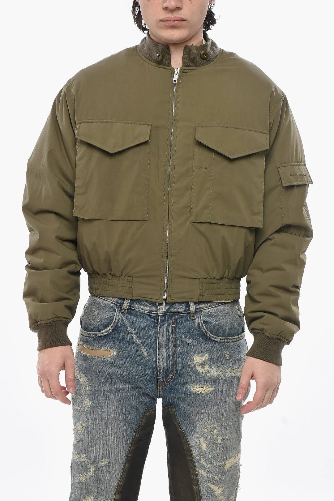 Givenchy og1mm0326 Cotton-Blend Bomber Jacket in Military Green Size US M / EU 48-50 / 2 - 1 Thumbnail