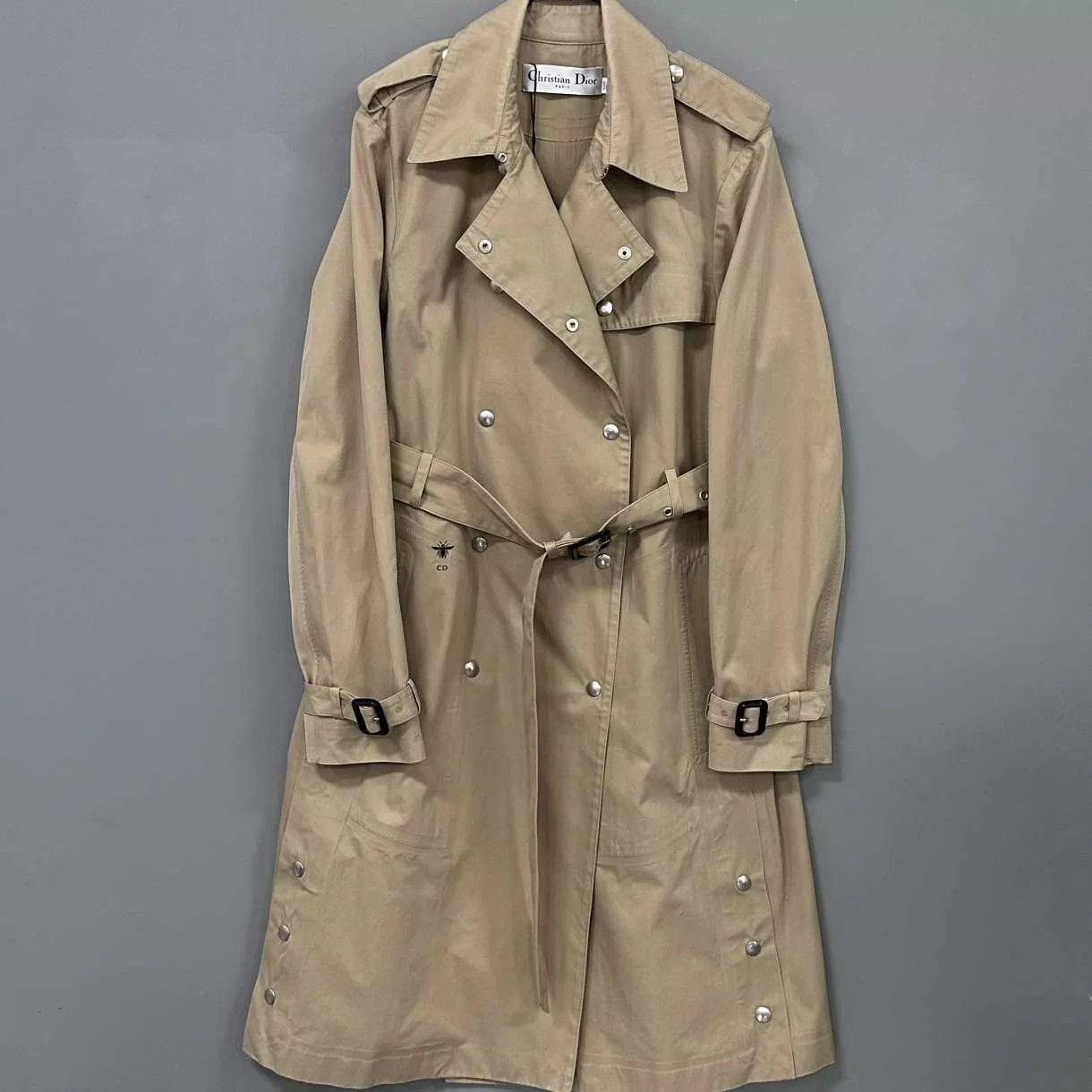 Dior Dior Khaki Bee Embroidered Belt Logo Coat Size XS / US 0-2 / IT 36-38 - 1 Thumbnail