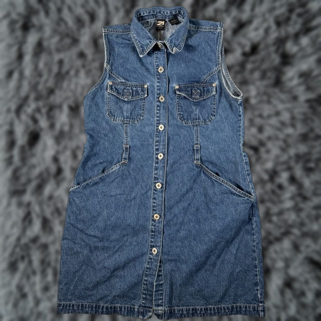 Vintage VINTAGE Rue 21 Denim Button Front Dress L Shirt Dress Women Blue 100% Cotton Knee Length Western Retro Mallcore Streetwear Size L / US 10 / IT 46 - 1 Thumbnail